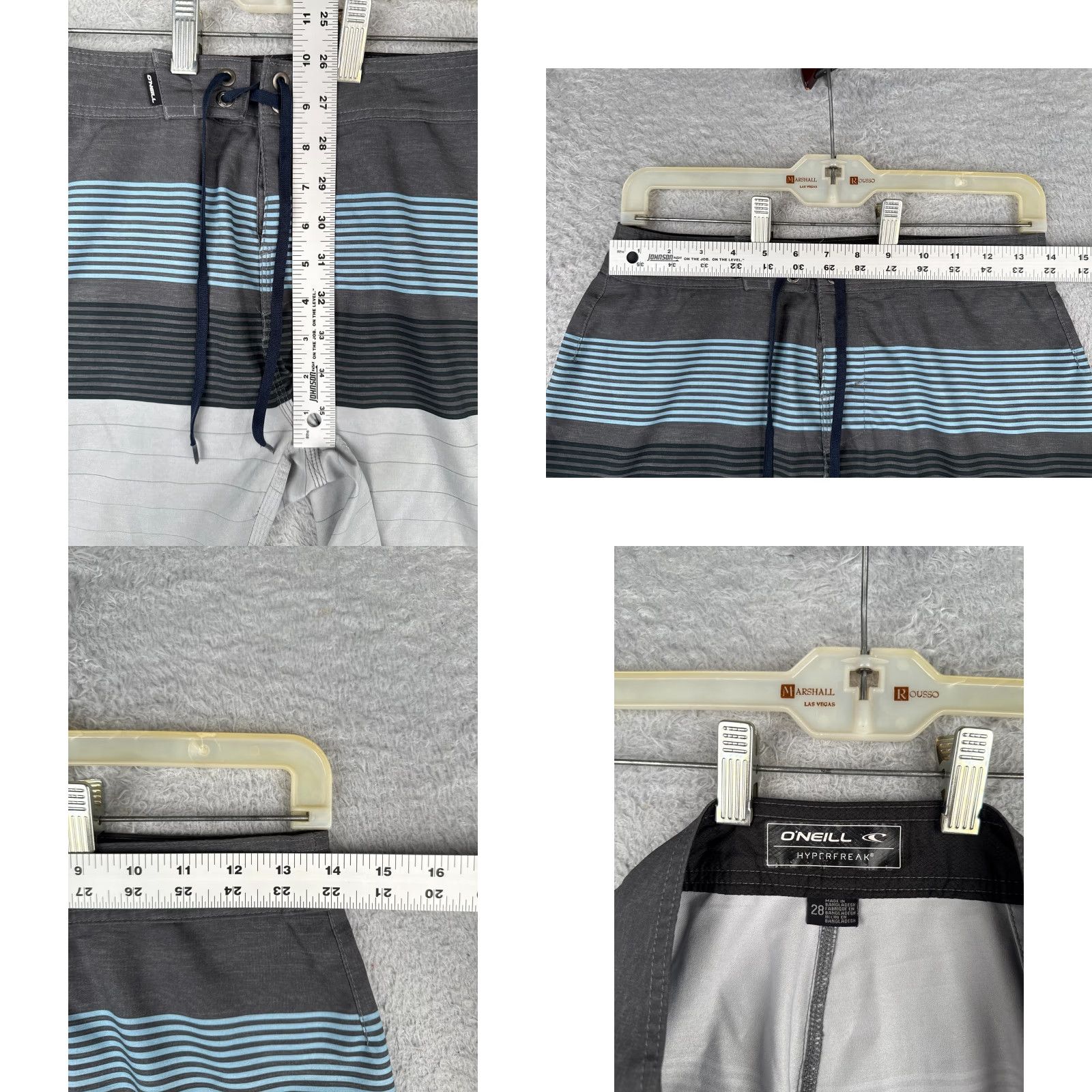 O'Neill O'Neill Swim Trunks Mens 28 Gray Blue Stripe Polyester Board Shorts Hyperfreak 28x11 Size US 28 / EU 44 - 8 Thumbnail