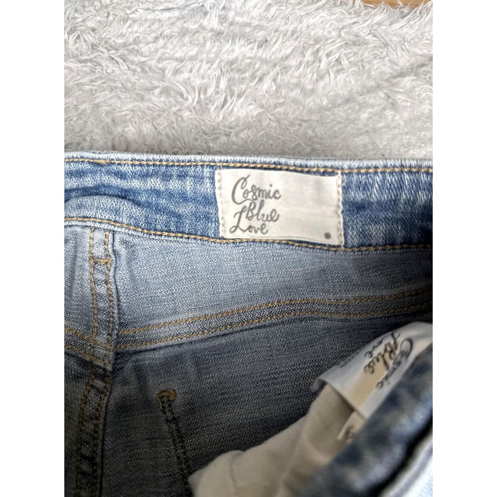 Vintage Cosmic Blue Love Jeans Skinny 26 Womens Light Blue Denim 5-Pocket Zip Stretch Mid Rise Inseam 25 Size 26" / US 2 / IT 38 - 6 Thumbnail