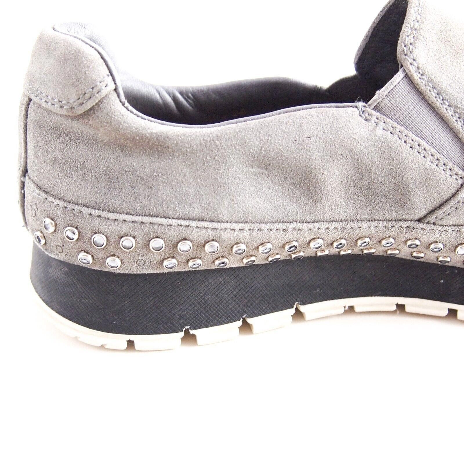 Prada Prada Slip Ons Sneakers Gray Suede Studded EU 38 US 8 Size US 8 / IT 38 - 6 Thumbnail