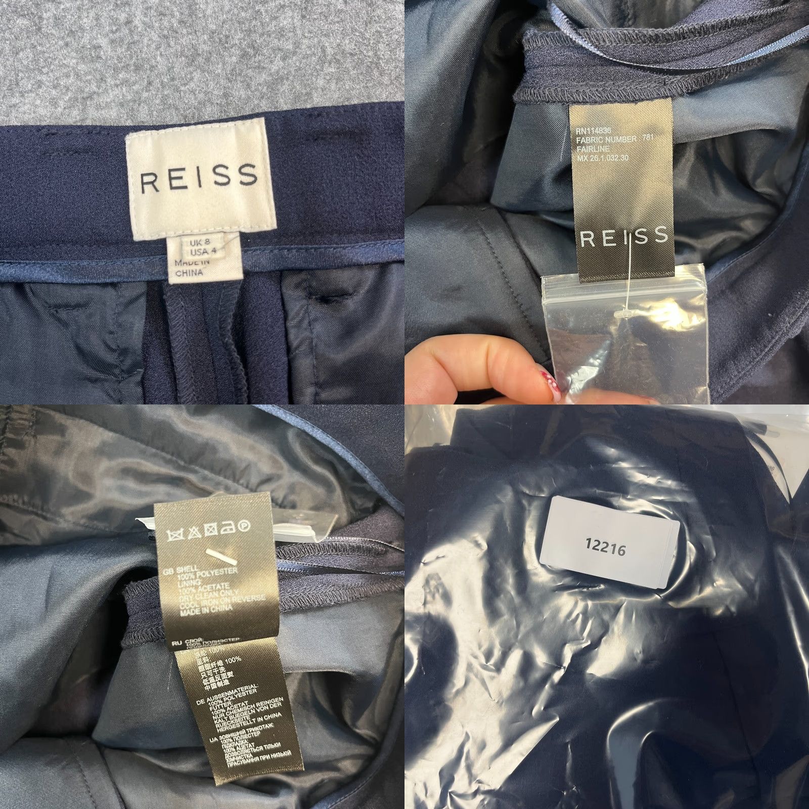 Reiss Reiss Womens Chino Trousers Pants Straight W30 UK 8 Pleated Blue BNWT Formal Size 30" / US 8 / IT 44 - 8 Thumbnail