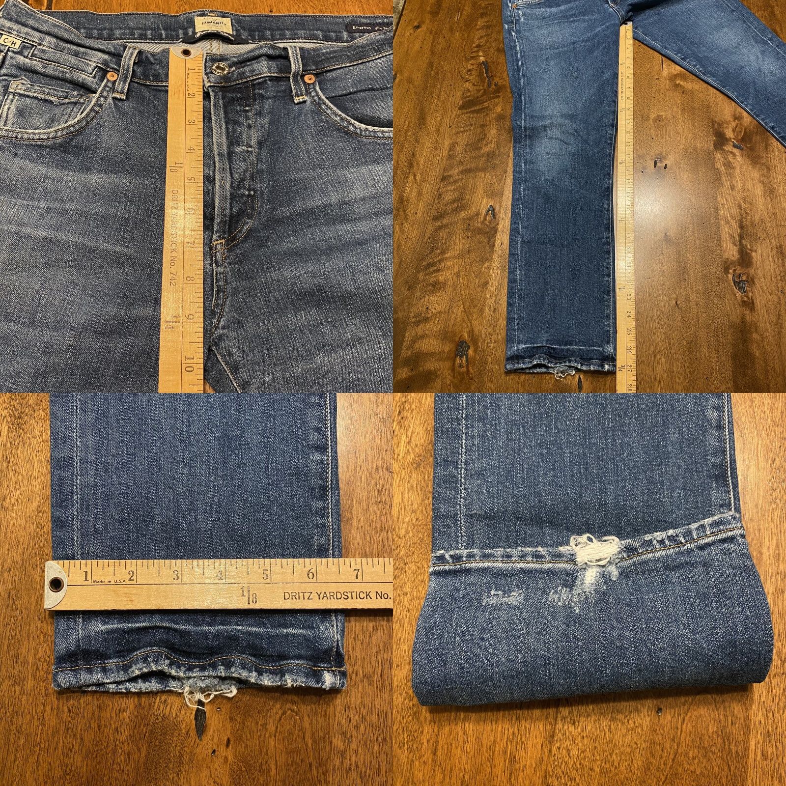 Citizens of Humanity Emerson Slim Boyfriend Womens 27 (31x27) Button Fly Jeans