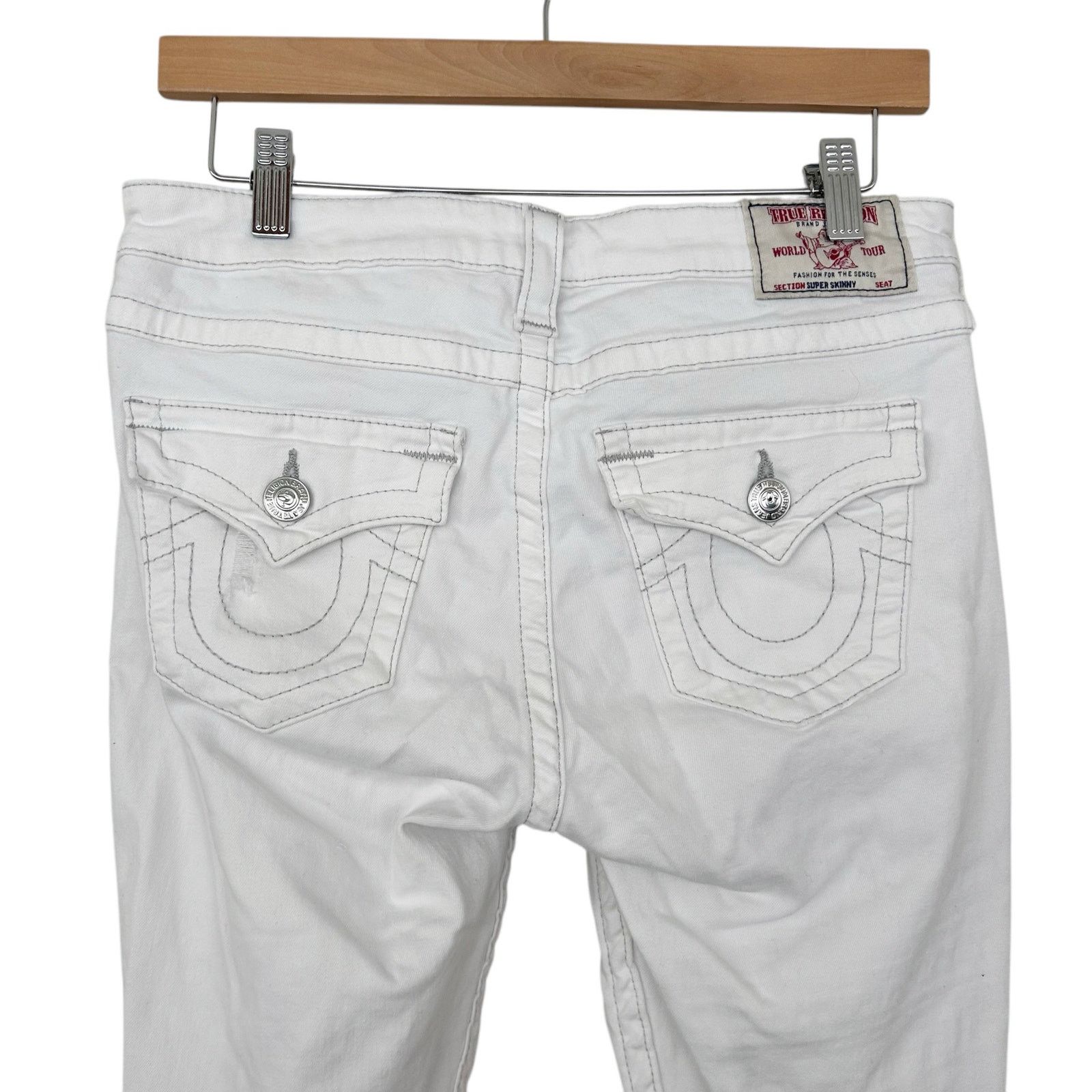 True Religion True Religion White Distressed Sequin Skinny Jeans Sz 29 Size 29" - 7 Thumbnail
