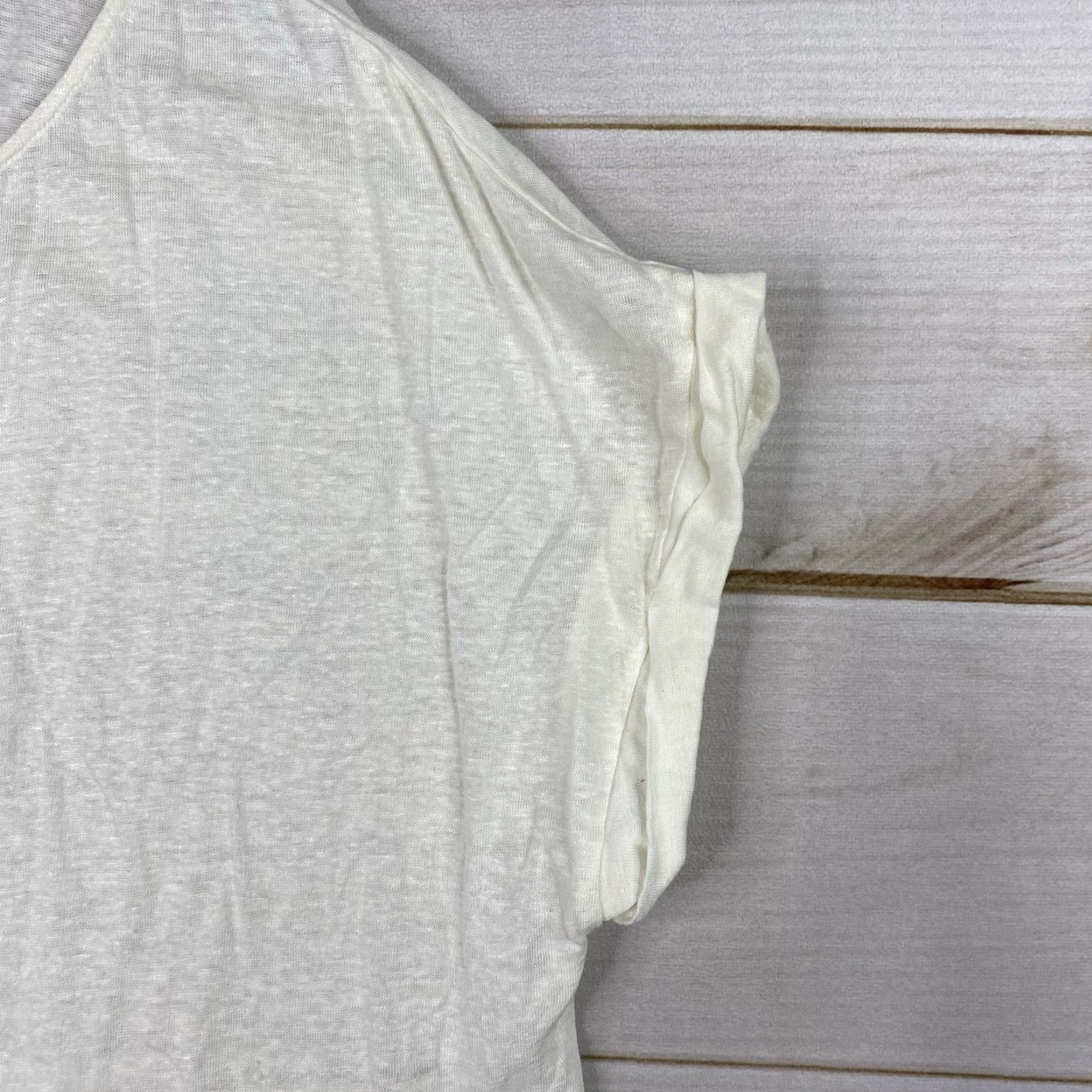 Soft Surroundings Soft Surroundings Top Womens 1X Cream Linen Scoop Neck Short Sleeve Pullover Casual Beach Bohemian All Seasons Mens Womens Girls Size XL / US 12-14 / IT 48-50 - 3 Thumbnail