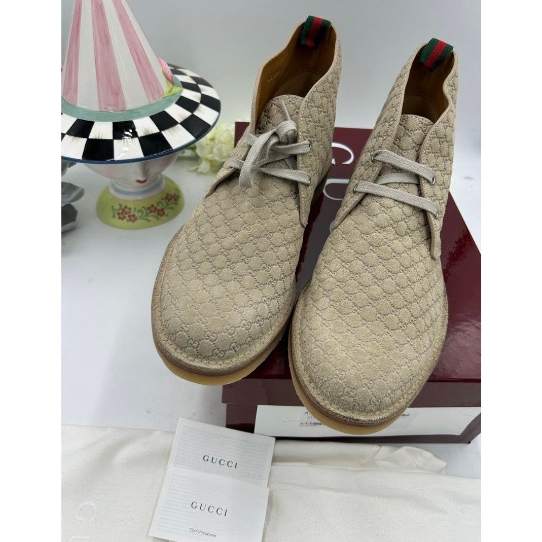 Gucci Men's Gucci suede GG embossed desert boots size 12 Size US 12.5 / EU 45-46 - 9 Thumbnail