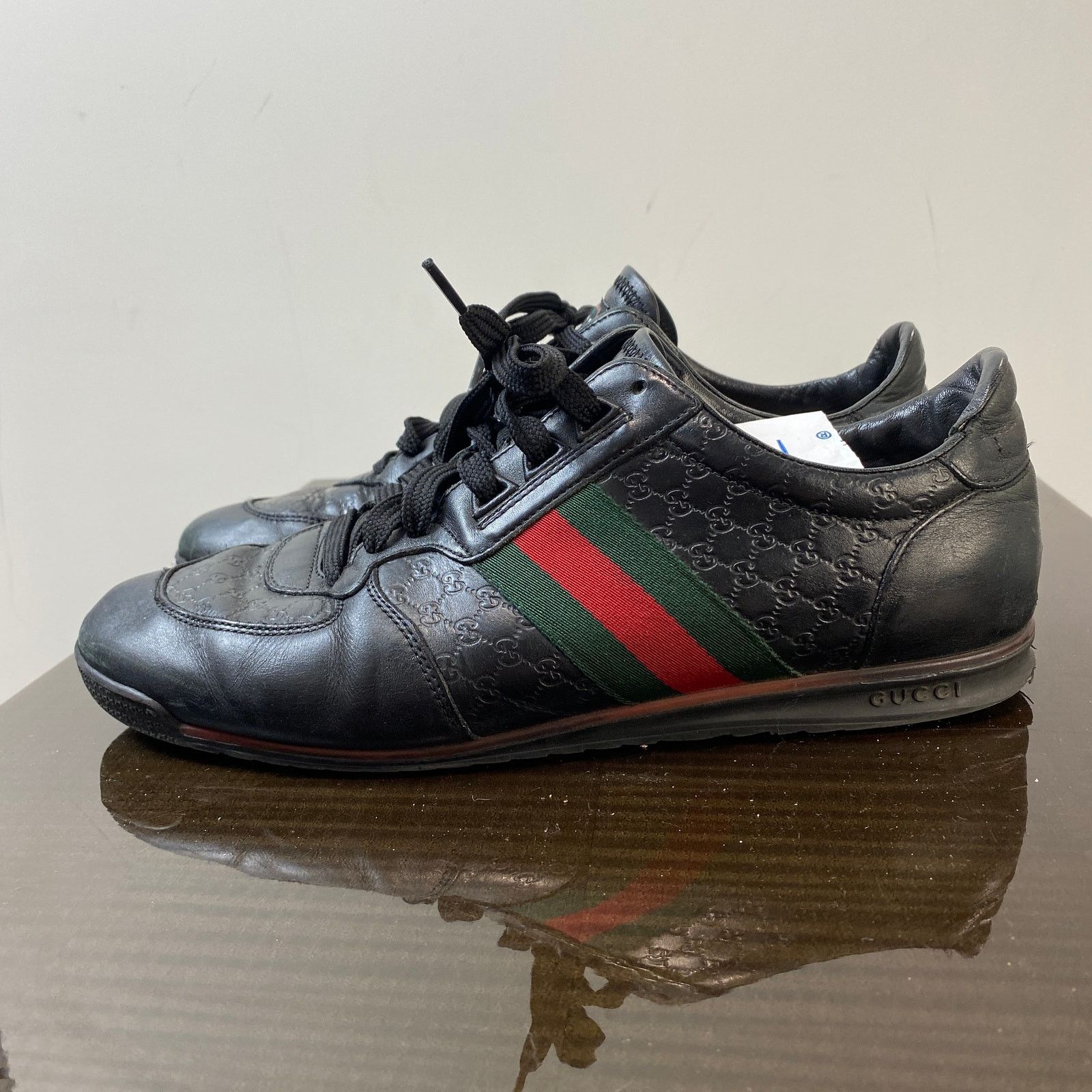 Gucci Monogram Leather Low Trainers Sneakers Men's 9