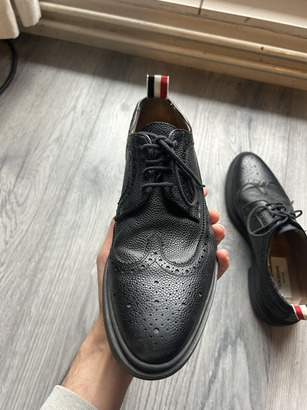 Thom Browne Black Wingtip Brogue Derby Shoes Size US 6.5 / EU 39-40 - 12 Thumbnail