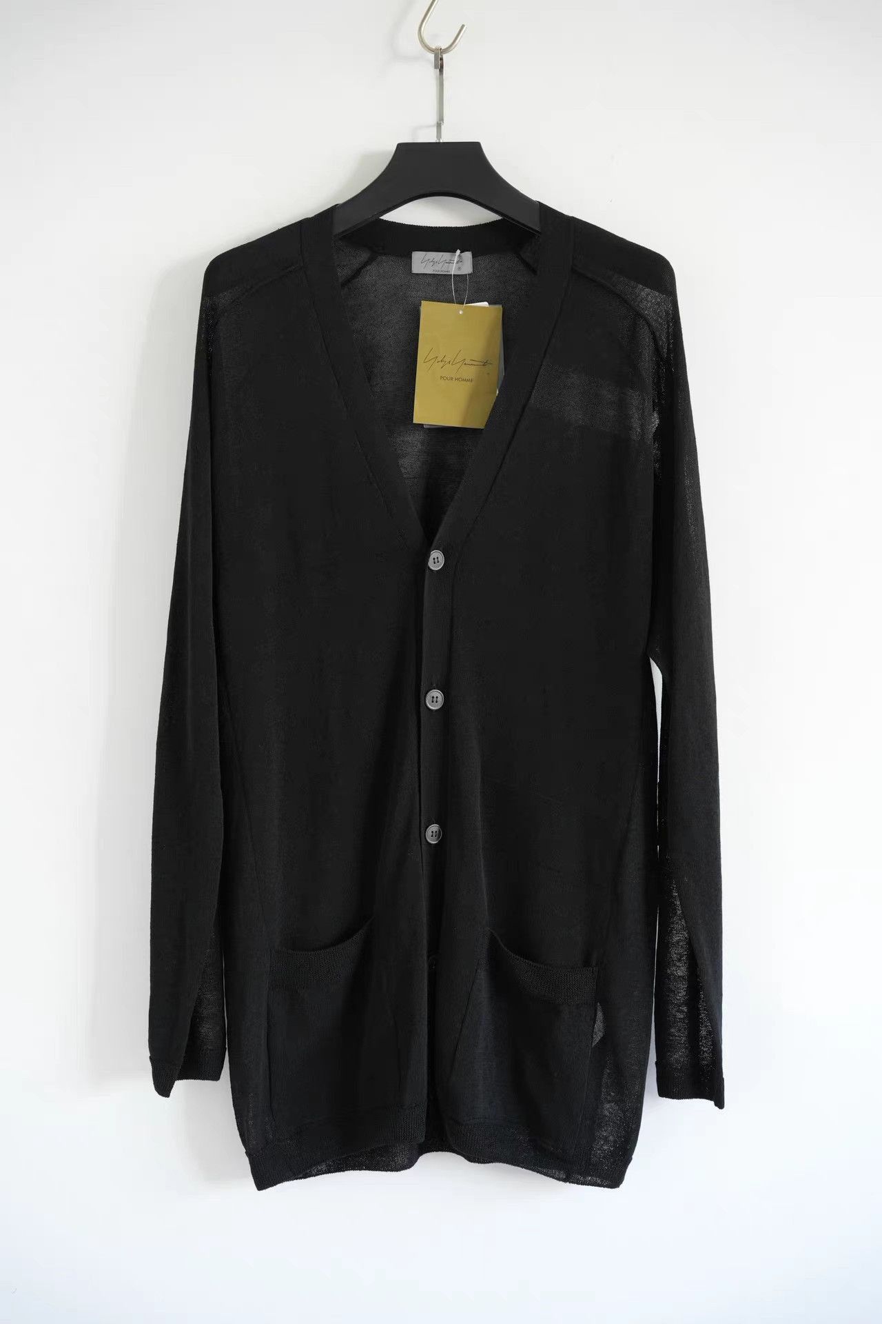 Yohji Yamamoto Black Long Sleeve Button-Front Cardigan with Pockets Size US L / EU 52-54 / 3 - 1 Thumbnail