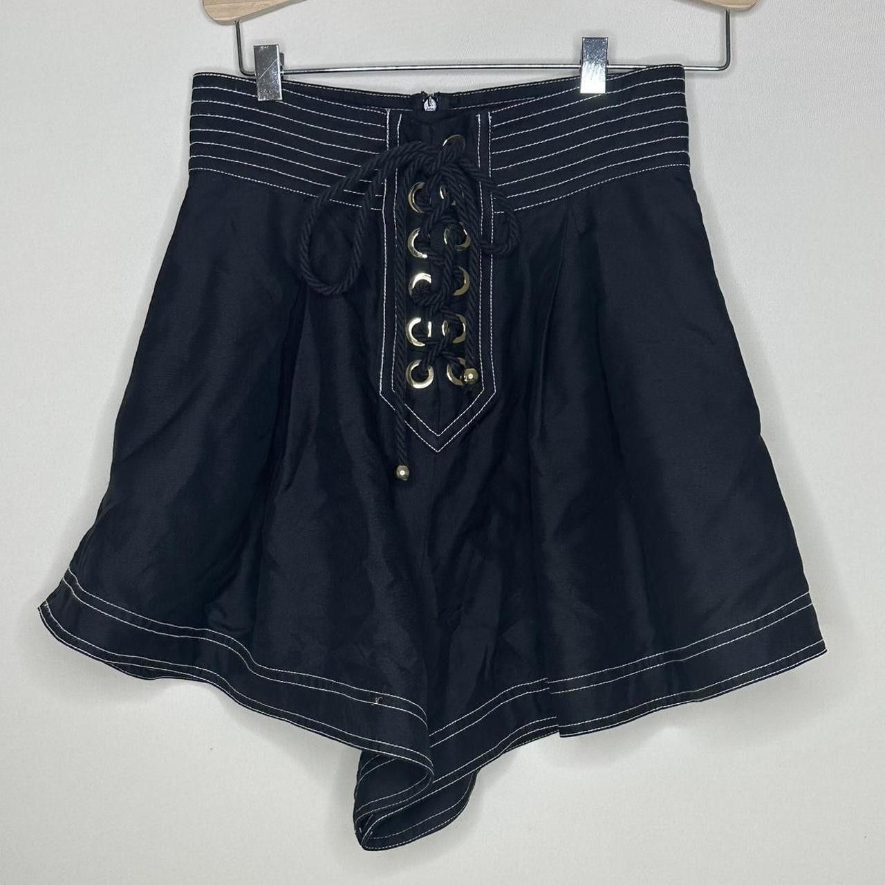 Zimmermann Zimmermann Black Silk Striped Lace-Up Shorts –Size XS (0) Size 25" / US 0 / IT 36 - 3 Thumbnail