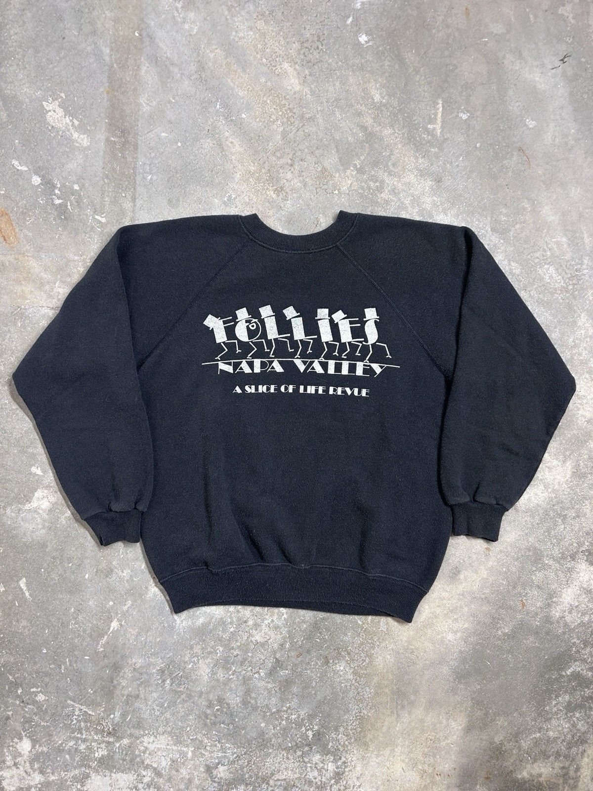 Hanes Vintage 80’s Follies Napa Valley Estate Sweatshirt Black Size US M / EU 48-50 / 2 - 1 Thumbnail