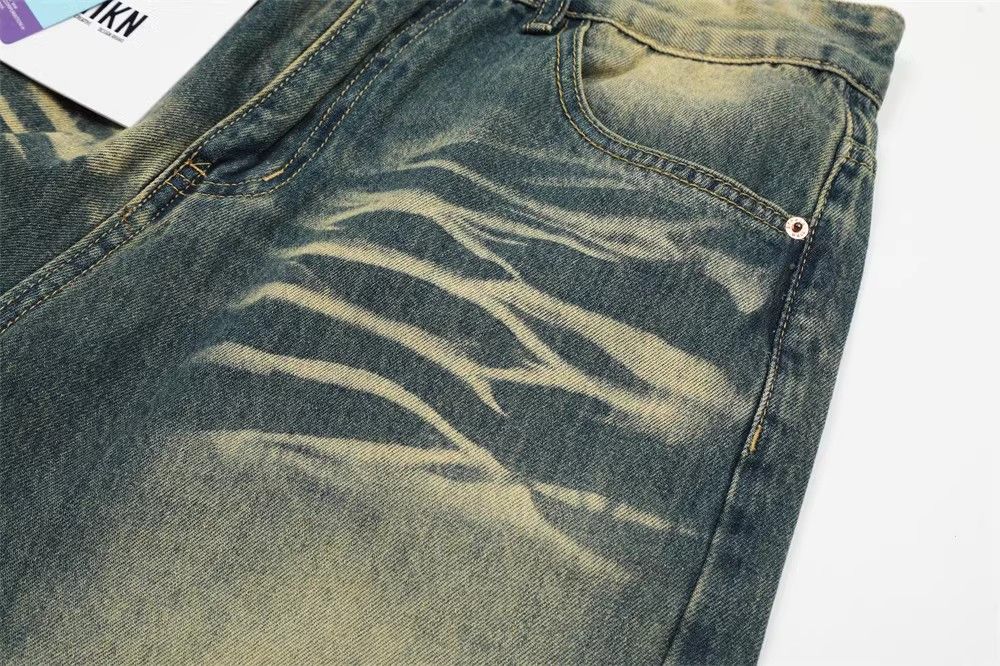 Japanese Brand × Jean Men's trendy punk contrast color washed distressed jeans Size US 32 / EU 48 - 4 Thumbnail