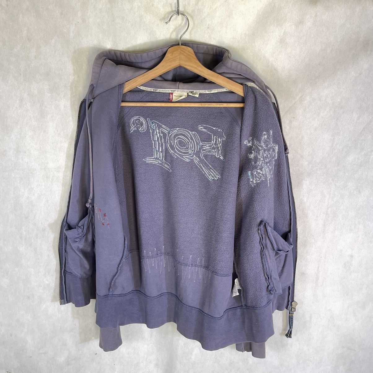 Levi's Made & Crafted × Levi's Vintage Clothing × Vintage Fades! Levis 501 RockFestival Patchwork Design Zipper Hoodie Size US M / EU 48-50 / 2 - 11 Thumbnail
