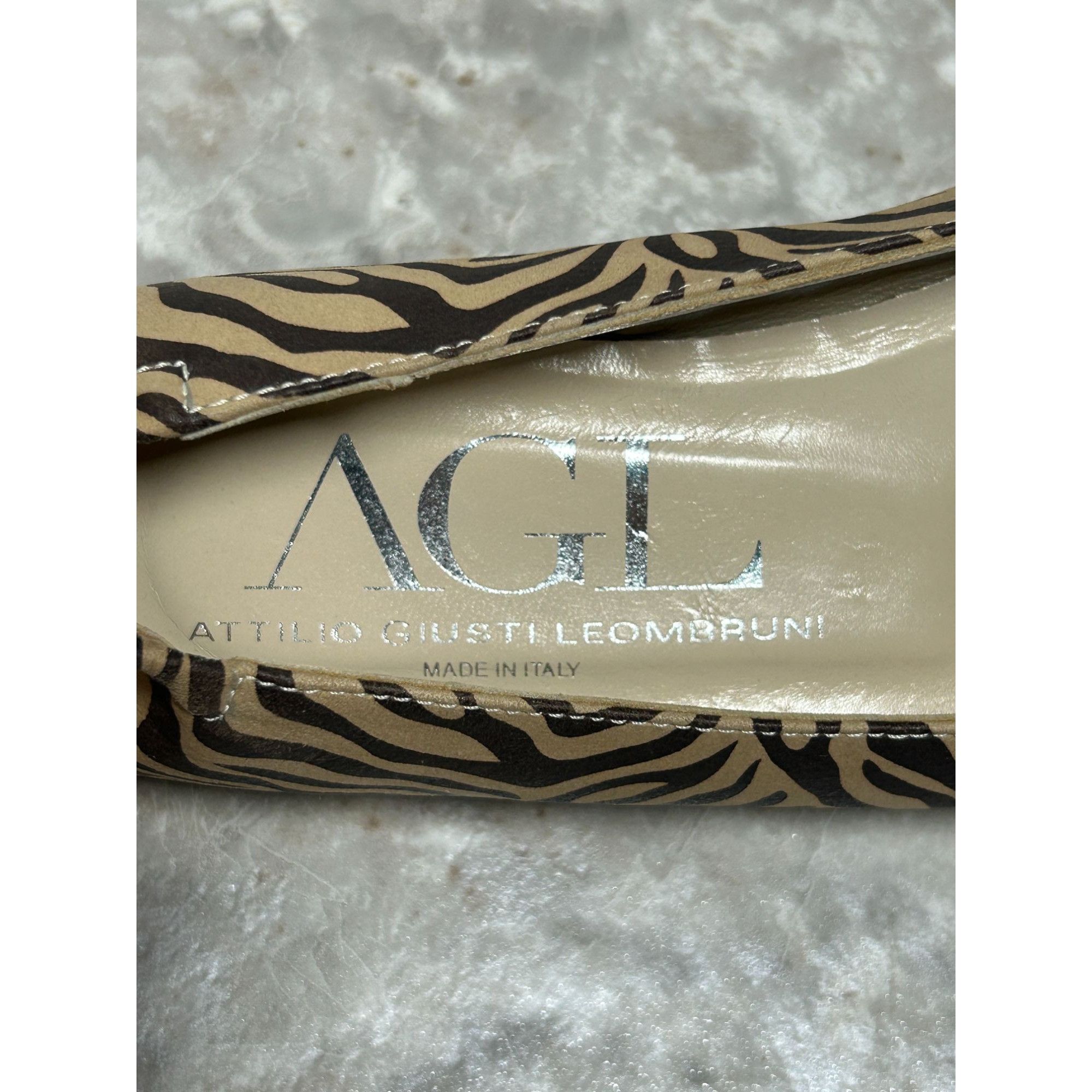 AGL AGL Attilio Guisti Leombruni Zebra Ballet Peeptoe Flats in B Size US 9.5 / IT 39.5 - 3 Thumbnail