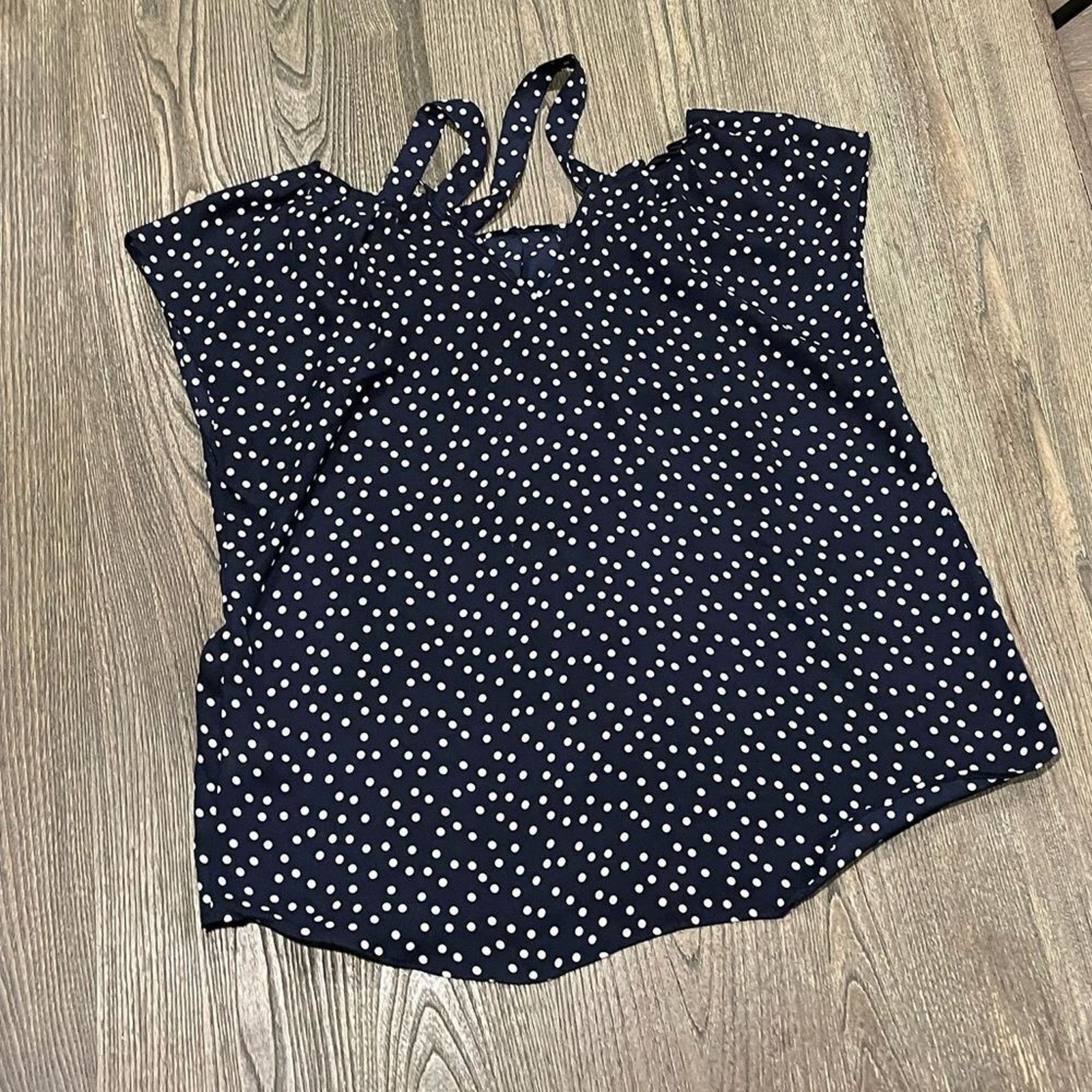 Vintage LC Lauren Conrad Blouse Cap Sleeves Polka Dots Round Neck L Size L / US 10 / IT 46 - 4 Thumbnail