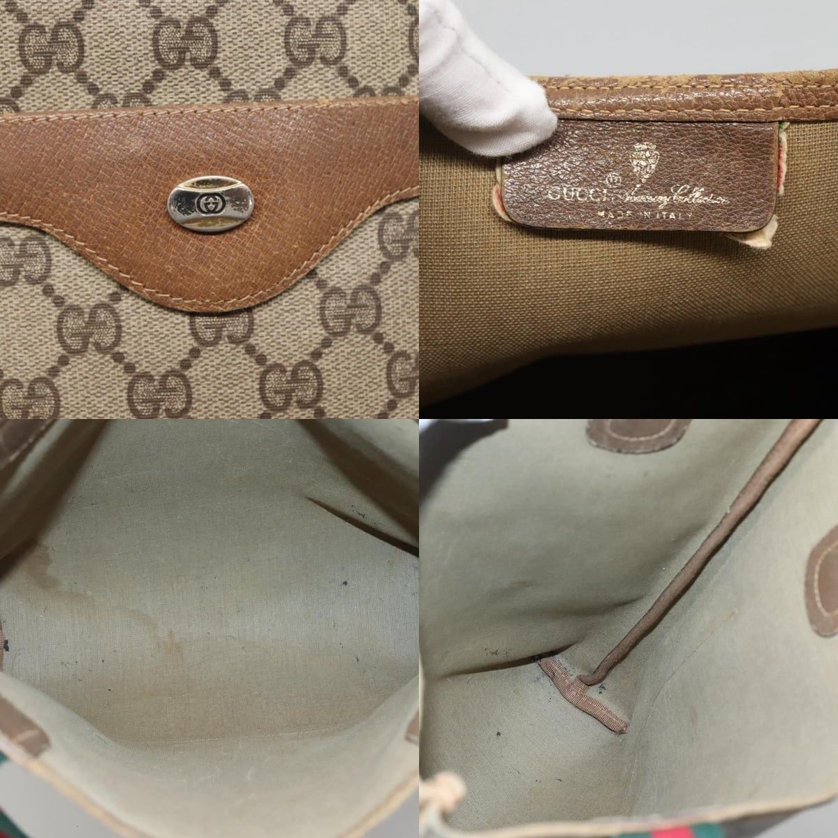 Gucci GUCCI GG Supreme Web Sherry Line Tote Bag Pvc Beige Red 40 Size ONE SIZE - 11 Thumbnail