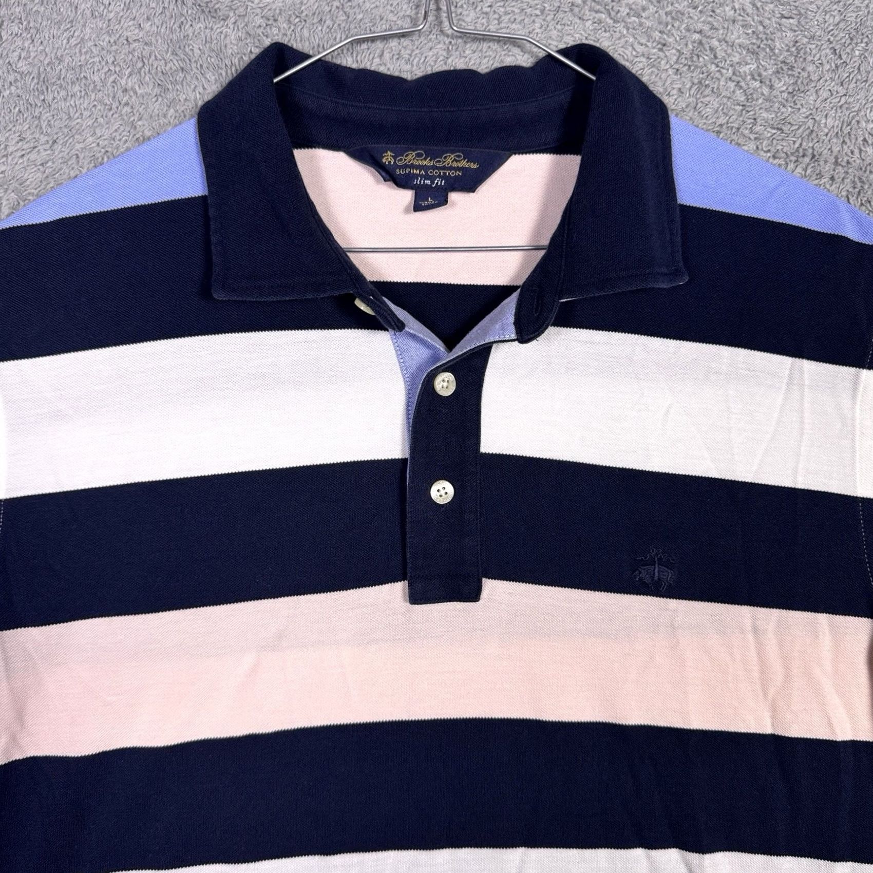 Brooks Brothers Brooks Brothers Shirt Mens L Polo Men Slim Supima Pique Rugby Stripes Logo Size US L / EU 52-54 / 3 - 2 Thumbnail