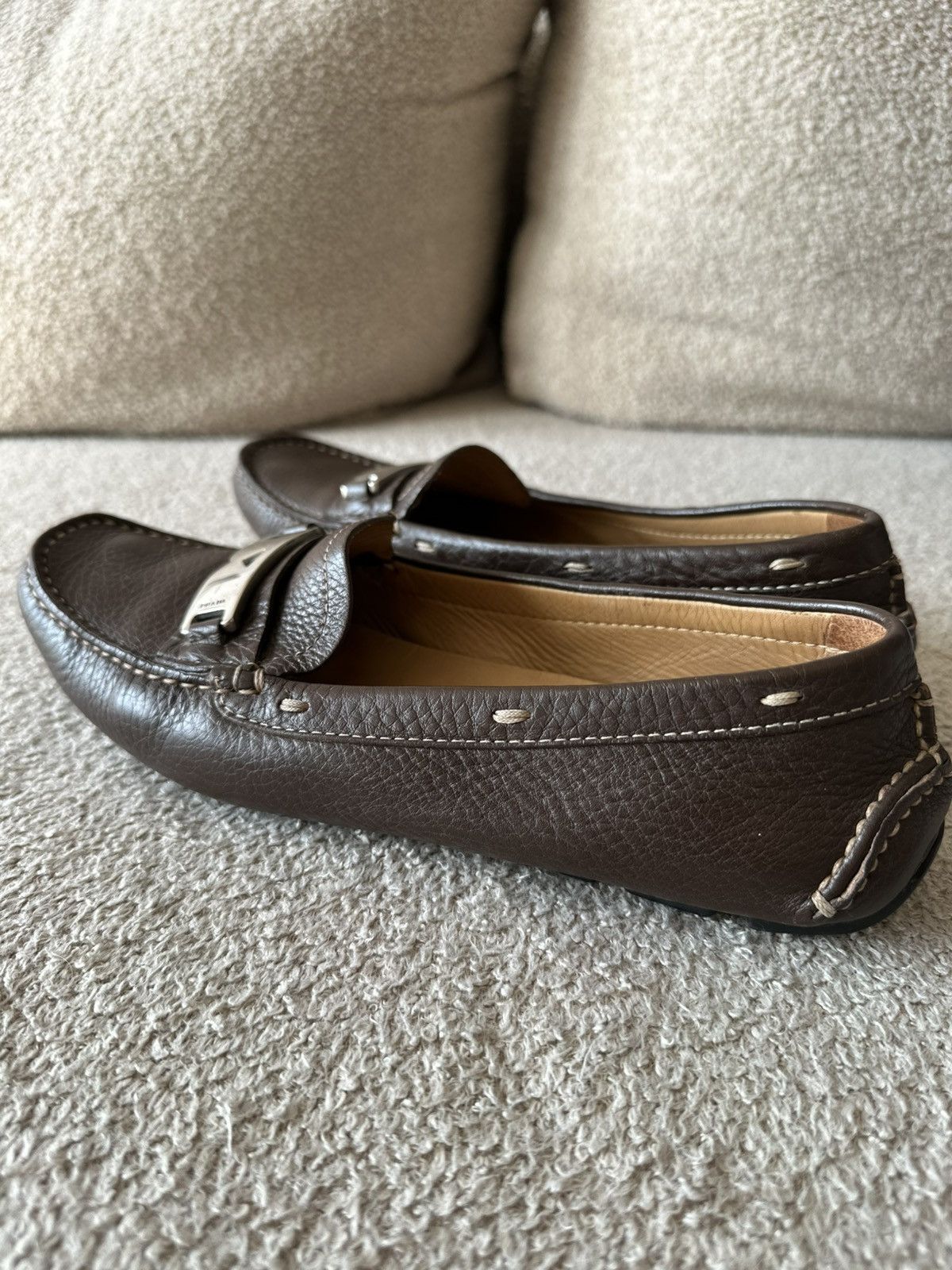 Prada Luxury Vintage Prada leather brown loafers moccasins women Size US 6 / IT 36 - 4 Thumbnail