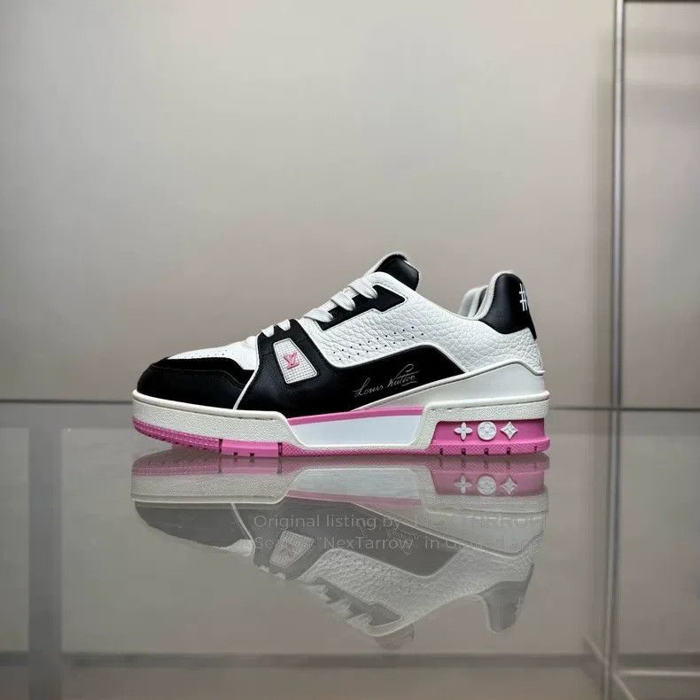 Louis Vuitton Louis Vuitton TRAINER New Black and White Pink shoes Size US 7 / IT 37 - 5 Thumbnail