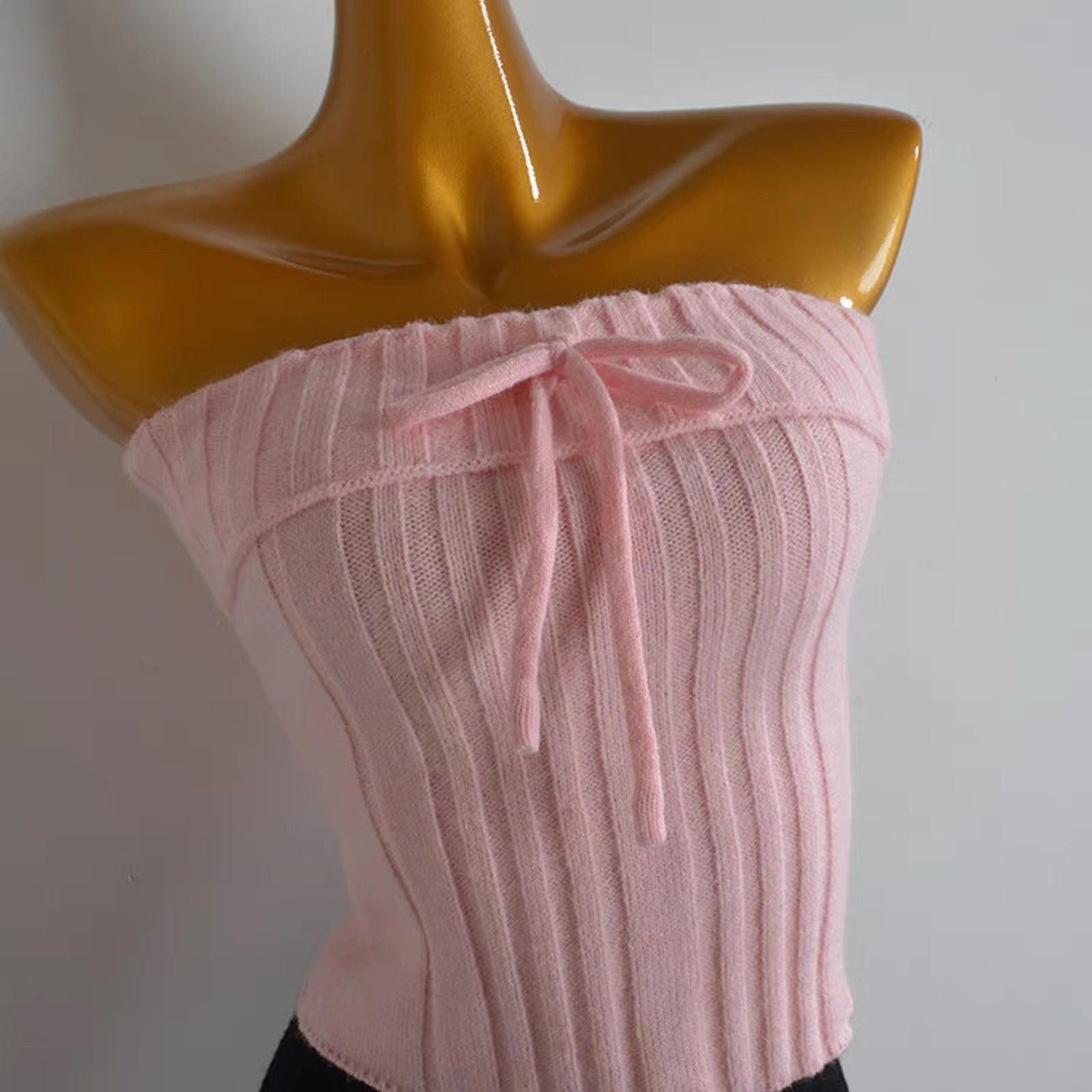 Japanese Brand Sweetheart Strapless Knit Top — Soft & Flirty Vibes Size L / US 10 / IT 46 - 2 Thumbnail
