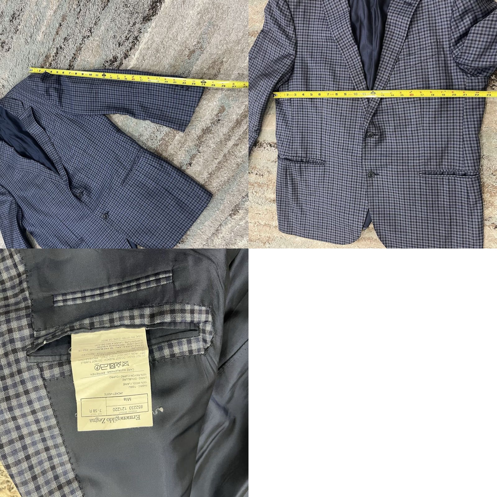 Ermenegildo Zegna Ermenegildo Zegna Sport Coat Mens 40R Plaid Wool Blue Gray Mila Check Single-Breasted 2-Button Notch Lapel Italy Navy? Size 40R - 8 Thumbnail