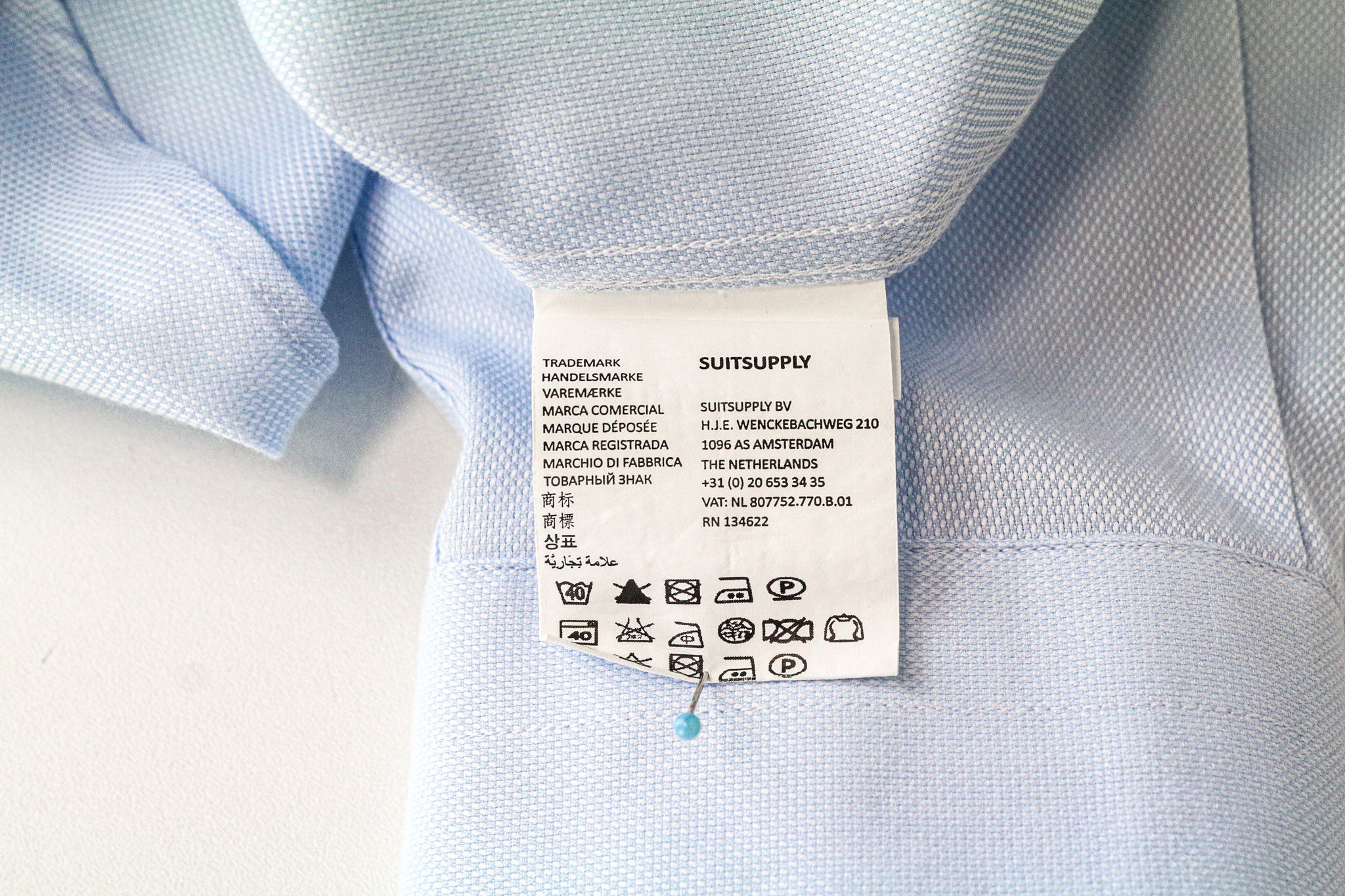 Suitsupply 43-7/17L Slim Blue Cotton Long Sleeve Shirt 79236 Size 42R - 6 Thumbnail