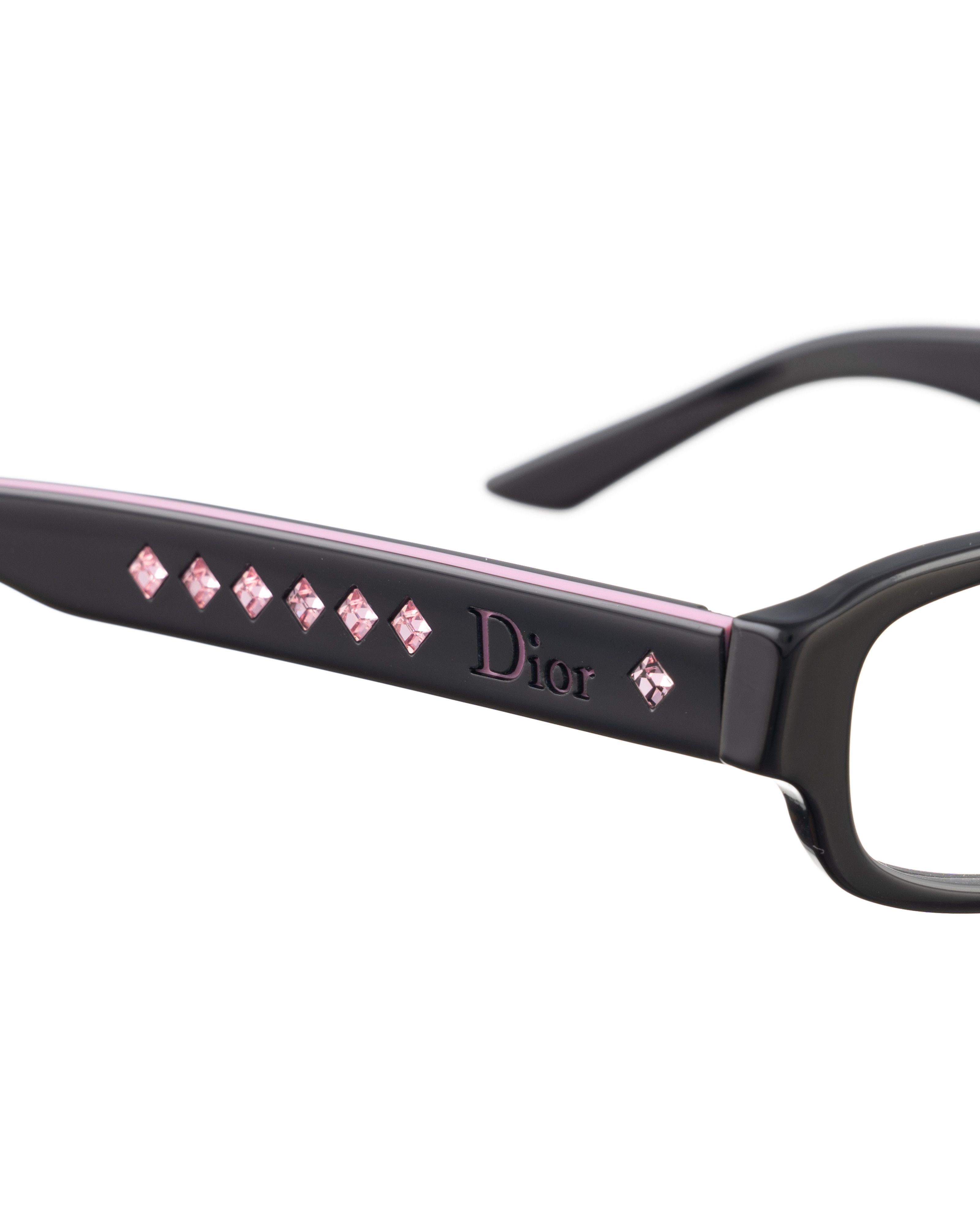 Dior Dior '00s Rectangular Black&Pink Glasses with Rhinestones Size ONE SIZE - 1 Thumbnail
