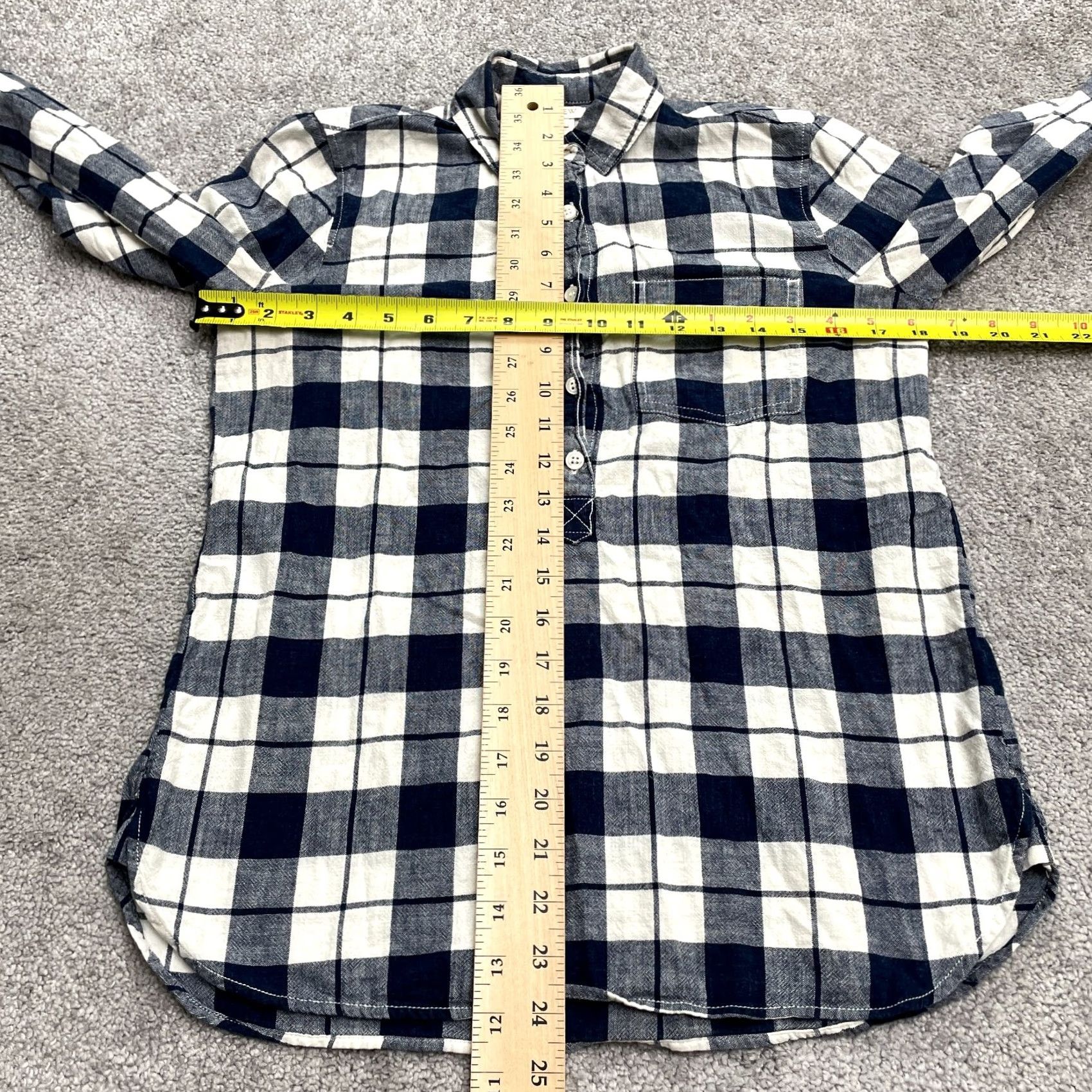 J.Crew J.CREW Shirt Women XXS Blue White Plaid Long Sleeve Cotton Casual Button Up Regular Fit Size XXS / US 00 / IT 34 - 7 Thumbnail