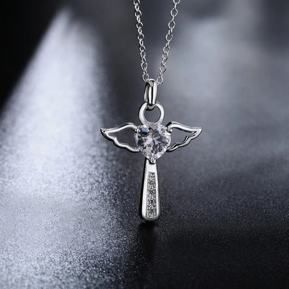 Handmade × Jewelry Angel Crystal Cross Pendant Chain Necklace Size ONE SIZE - 1 Thumbnail