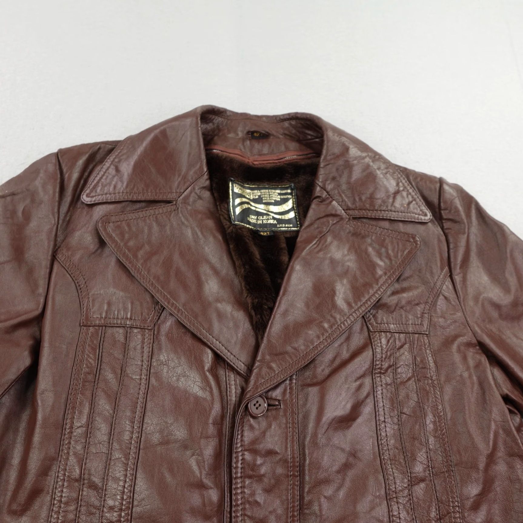Vintage VINTAGE Montgomery Ward Brown Leather Coat 42 Tall Softshell Jacket 70s Classic Mens Size US XS / EU 42 / 0 - 2 Thumbnail