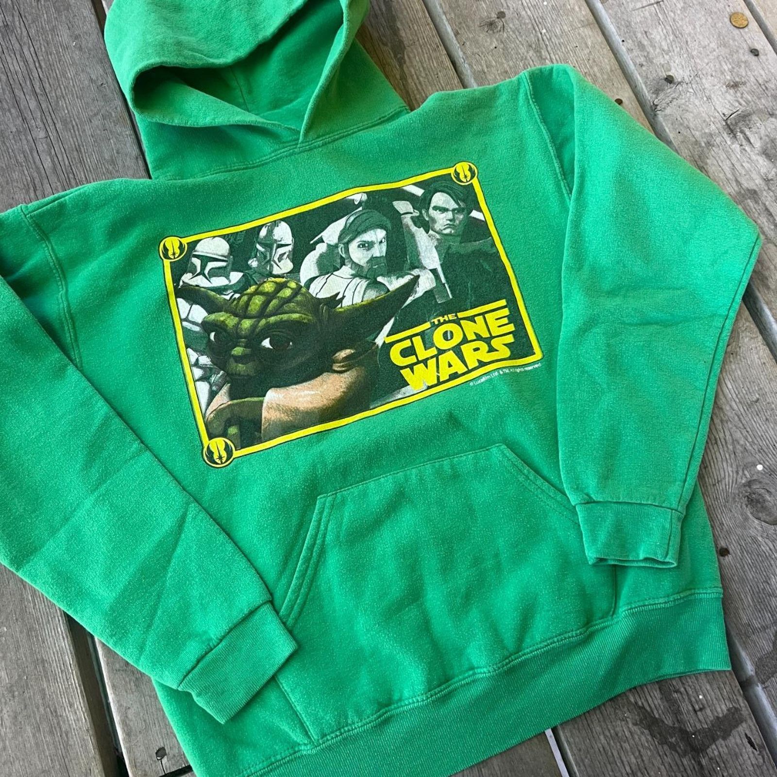 Star Wars Vintage Star Wars The Clone Wars Green Youth Large Hoodie Size US L / EU 52-54 / 3 - 4 Thumbnail