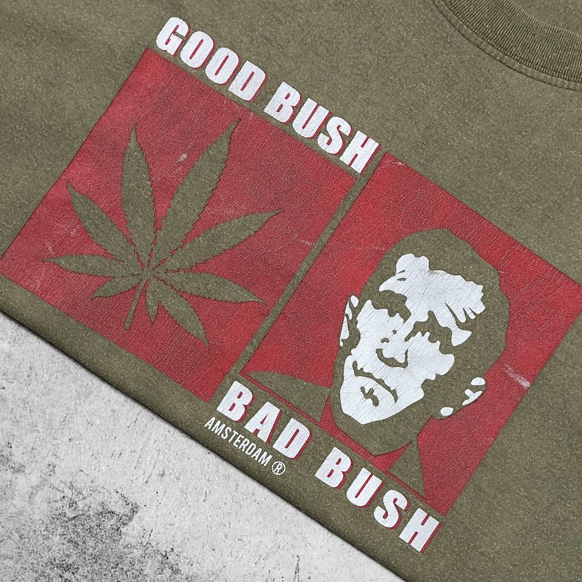 Vintage Y2K Good Bush Bad Bush Amsterdam Weed Tee Size US M / EU 48-50 / 2 - 2 Thumbnail