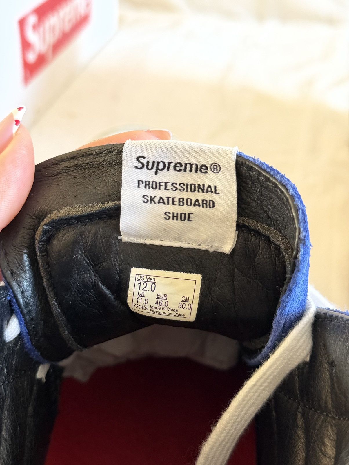 Supreme × Vans Supreme Vans Sk8-Hi Blue Checker Logo FW16 W/Original Box Size US 12 / EU 45 - 6 Thumbnail