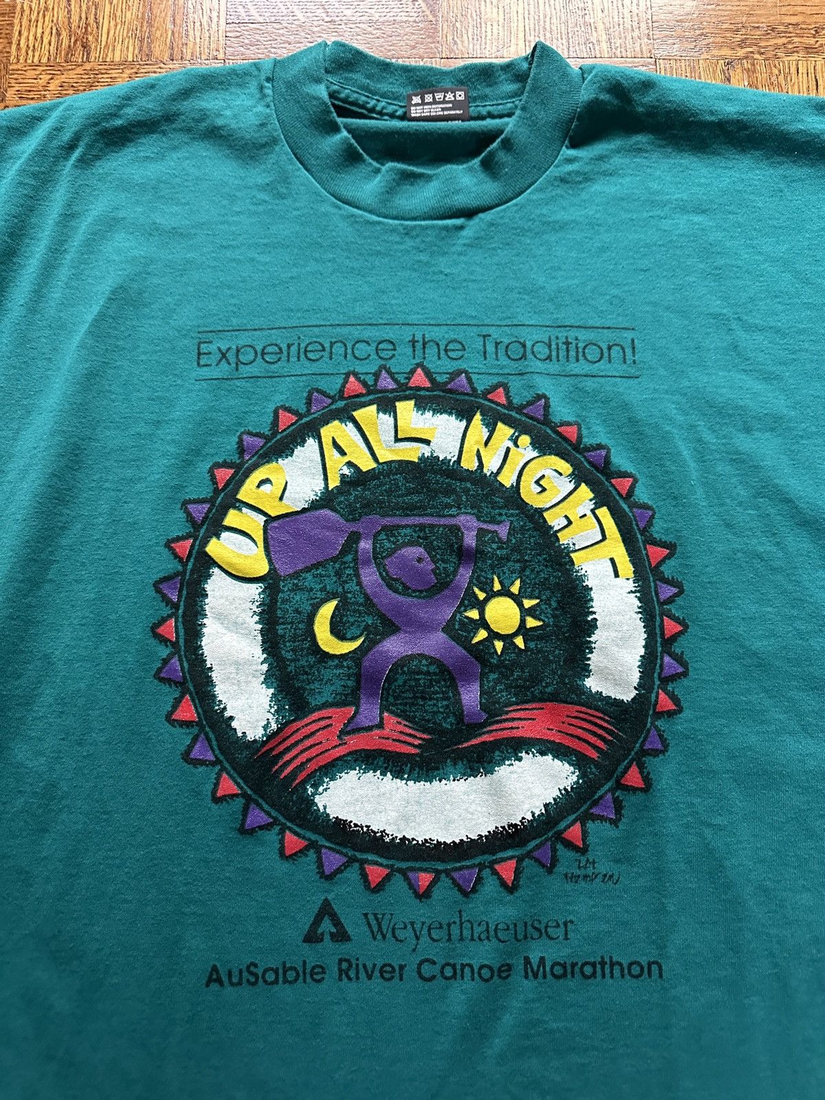 Vintage Vintage 90s Up All Night Camp Graphic Tee Size US XXL / EU 58 / 5 - 2 Thumbnail