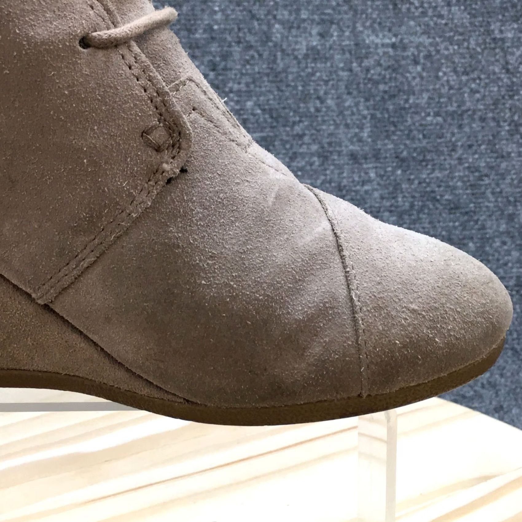 Toms TOMS Boots Womens 6.5 Desert Brown Lace Up Casual Comfort Wedge Ankle Top Shoes Size M / US 6-8 / IT 42-44 - 3 Thumbnail