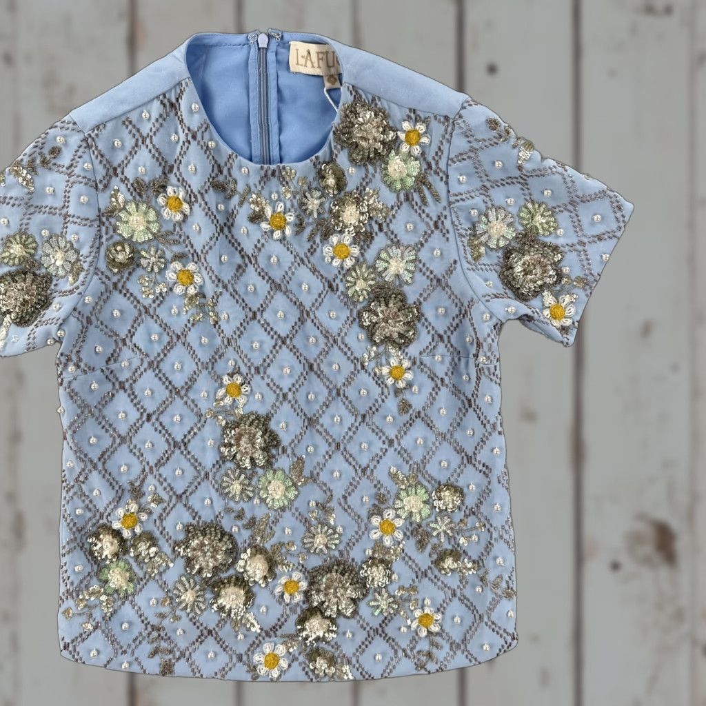 Vintage VINTAGE La Fuori Silk Blouse Women’s S Blue Embroidered NWT Sustainable Shirt Mens Women? Size S / US 4 / IT 40 - 1 Thumbnail