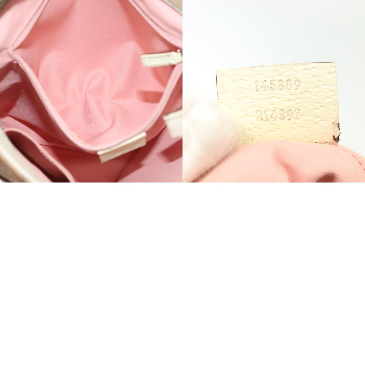 Gucci GUCCI GG Canvas Sherry Line Shoulder Bag Pink Silver Khaki Size ONE SIZE - 13 Thumbnail