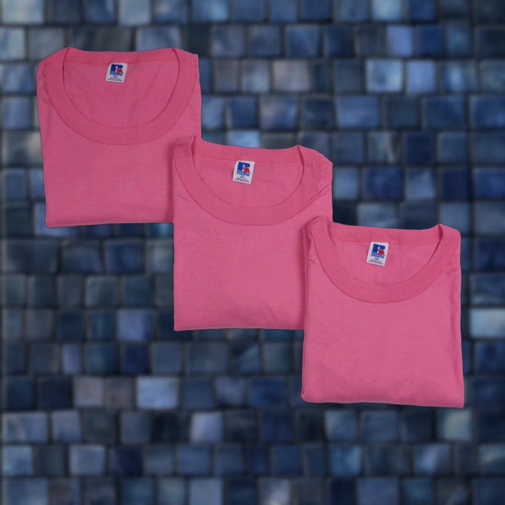 VINTAGE Russell Athletic Adult XXL Bright Rose Basic T-Shirt - Lot of 3