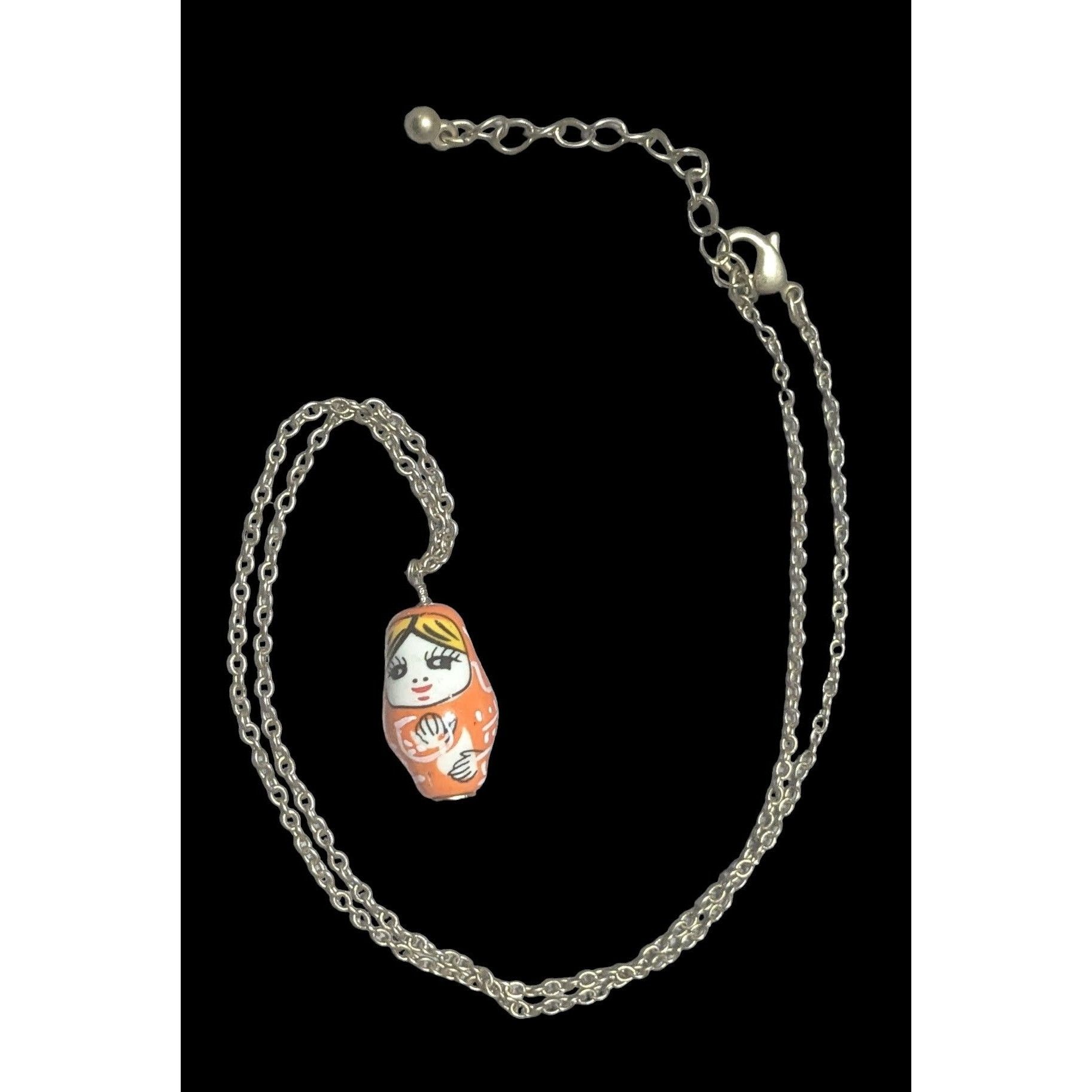 Other Retro Orange Russian Nesting Doll Necklace Size ONE SIZE - 1 Thumbnail