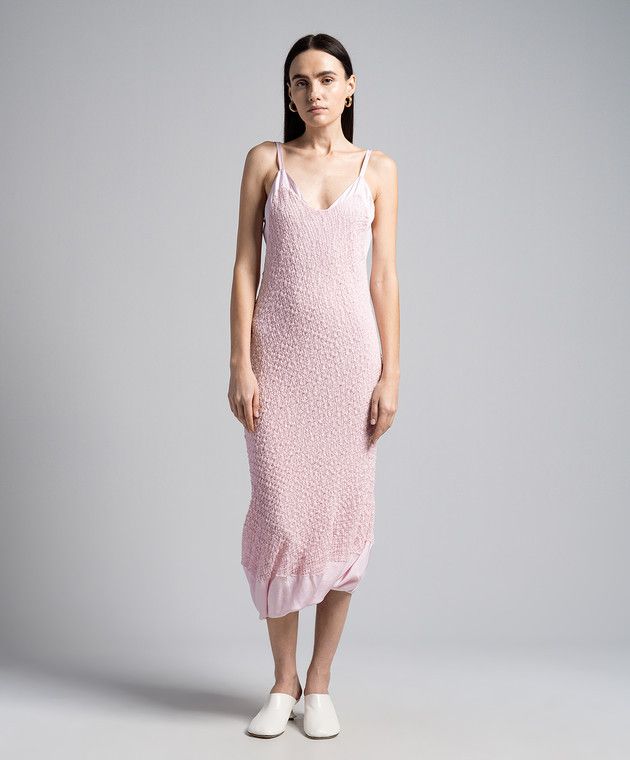 Jil Sander o1y0925 Sleeveless Midi Dress in Pink Size S / US 4 / IT 40 - 3 Thumbnail