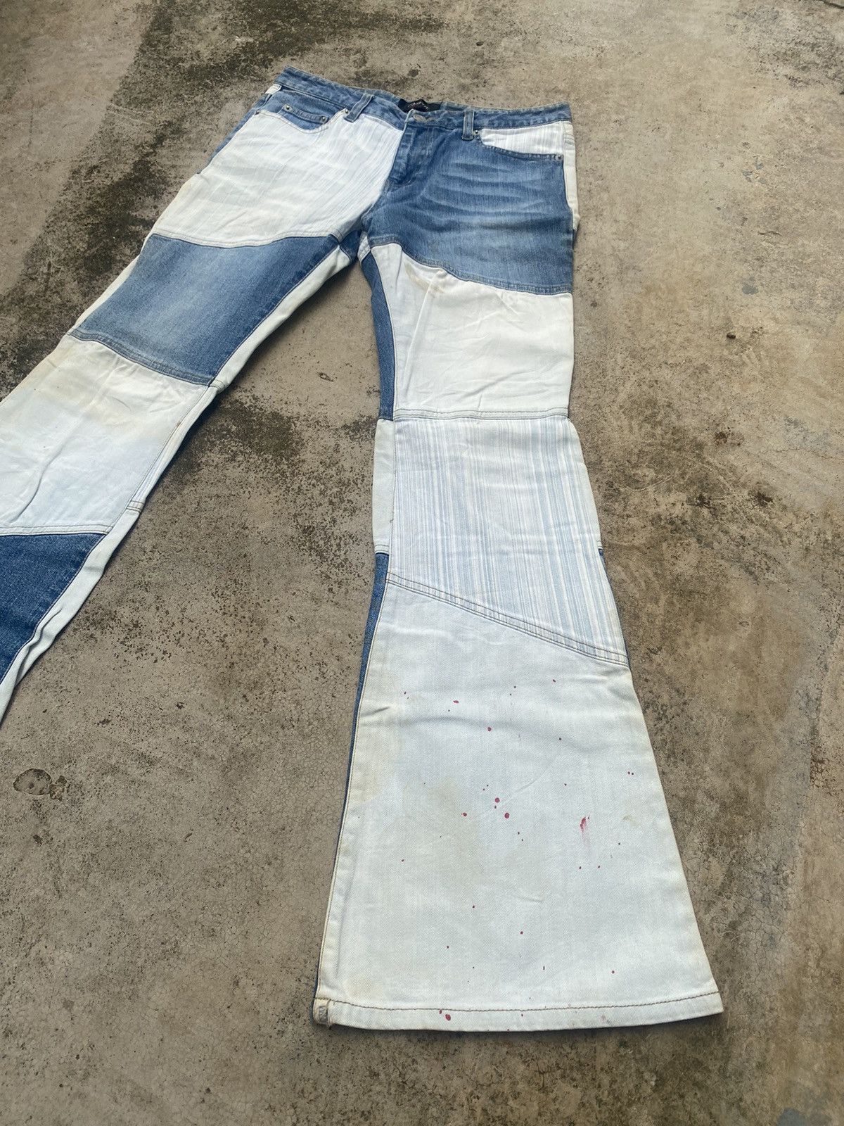 If Six Was Nine × Japanese Brand Flare Jeans Oririn Hagi Painted Size US 29 - 2 Thumbnail