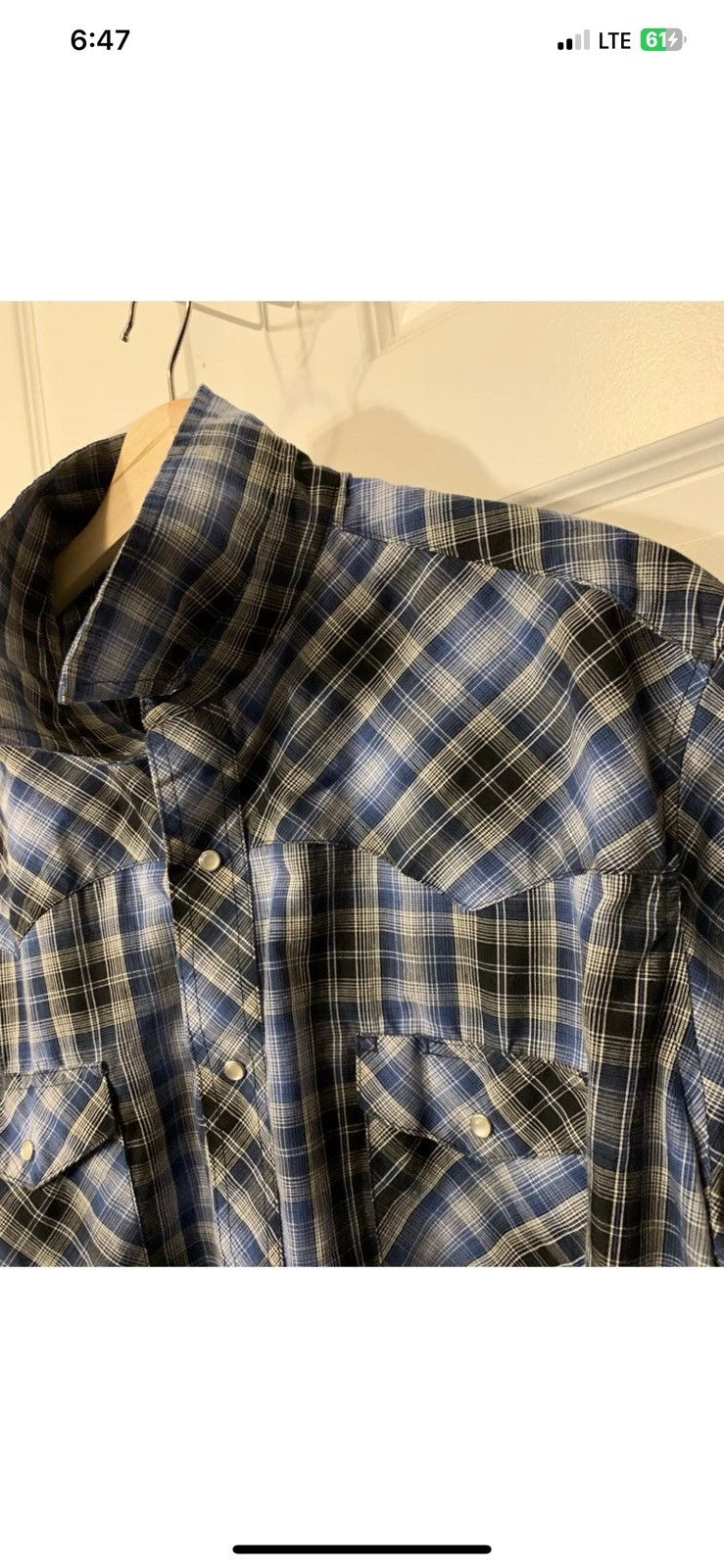 Wrangler Wrangler Men's sz 2XL Black and Blue Plaid Shirt pearl snap Size US XXL / EU 58 / 5 - 9 Thumbnail