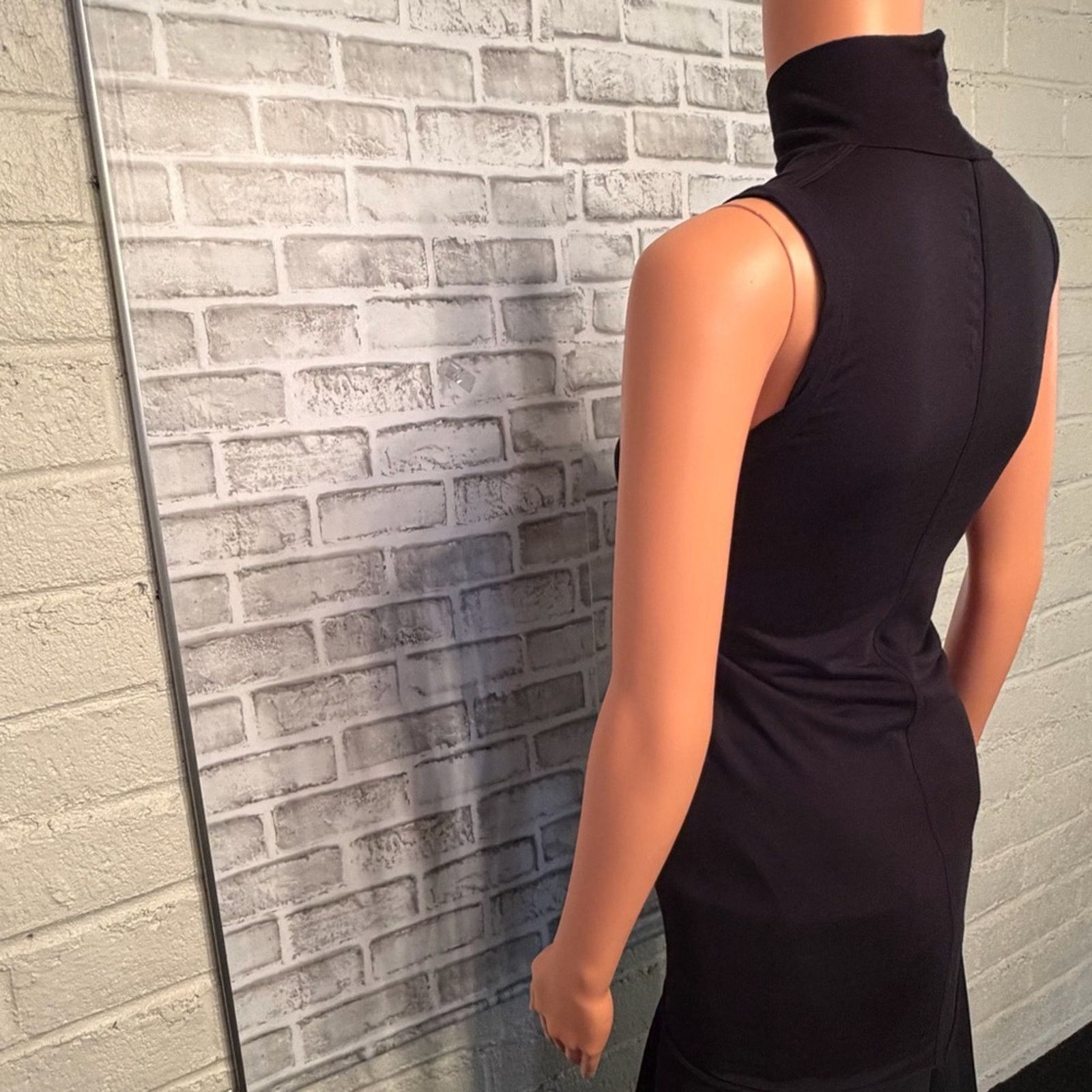 Rick Owens Lilies Black Viscose Jersey Turtleneck Top Sleeveless Tunic Size XS / US 0-2 / IT 36-38 - 4 Thumbnail