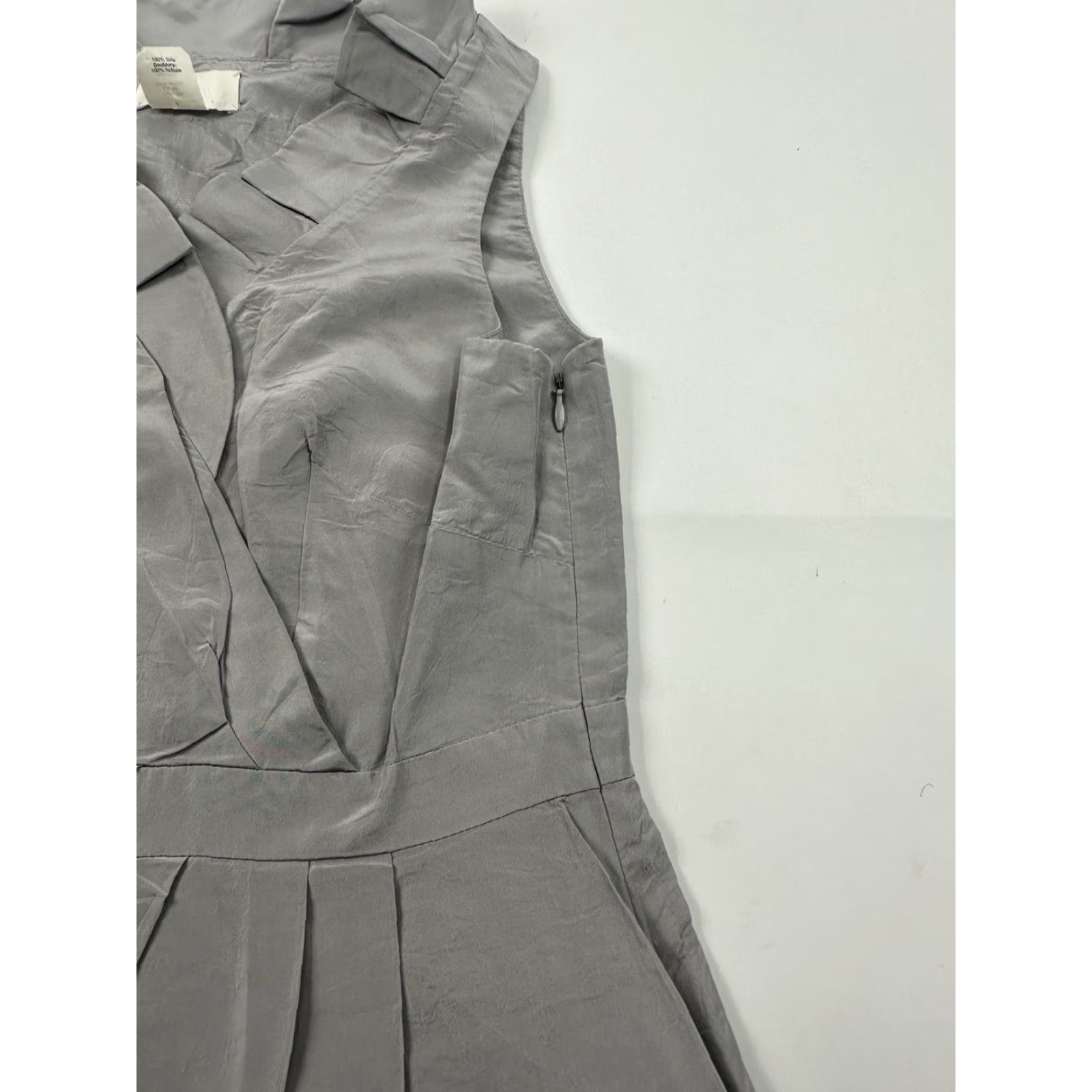 J.Crew J.CREW Dress Womens 4 Gray Silk Sleeveless Ruffle A-Line Zip Short - Side Zip Womens Size S / US 4 / IT 40 - 5 Thumbnail