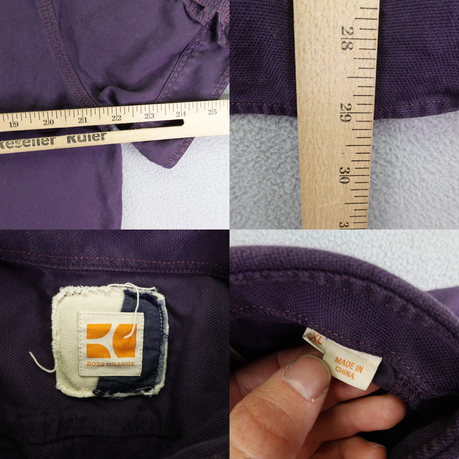 Vintage Boss Orange Shirt Mens XL Purple Button Up Short Sleeve Cotton Flap Pockets Size US XL / EU 56 / 4 - 8 Thumbnail