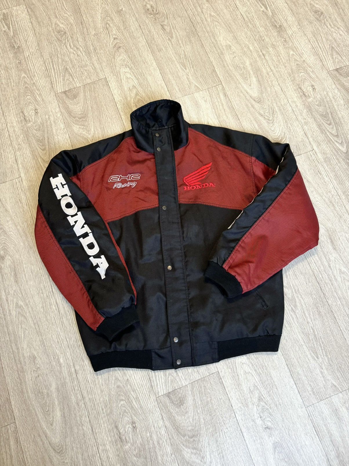 Image of Vintage Honda Racing Nylon Bomber Jacket 90's in Black, Men's (Size XL)