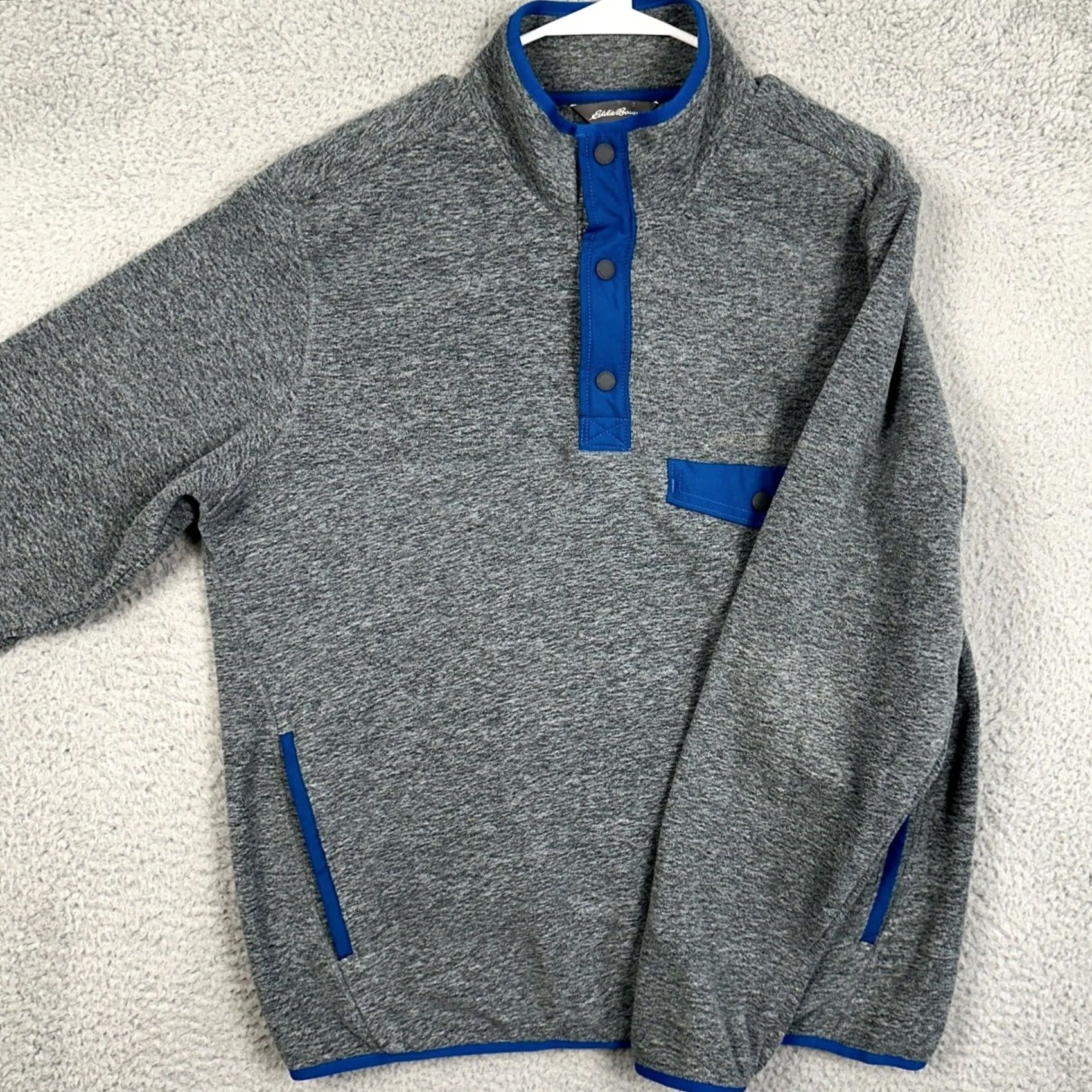 Eddie Bauer Eddie Bauer Mens Sweatshirt Pullover Gray Fleece Snap Button Pockets Medium EUC Size US M / EU 48-50 / 2 - 2 Thumbnail