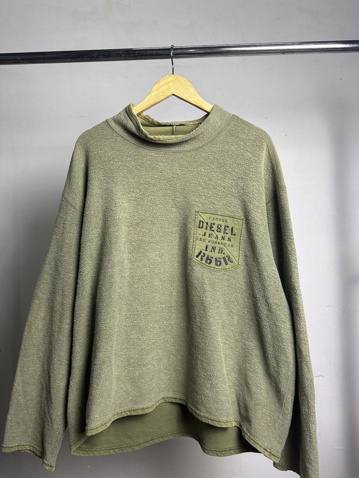 Diesel × Le Grande Bleu (L.G.B.) Ripped Diesel Army Longsleeve Sweatshirt Size US L / EU 52-54 / 3 - 1 Thumbnail
