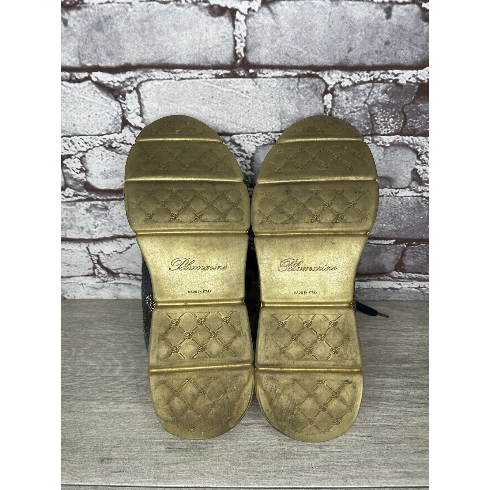 Blumarine Blumarine Blue Suede Gold Embellished Lace Up Sneakers Women Size US 6 / IT 36 - 23 Thumbnail