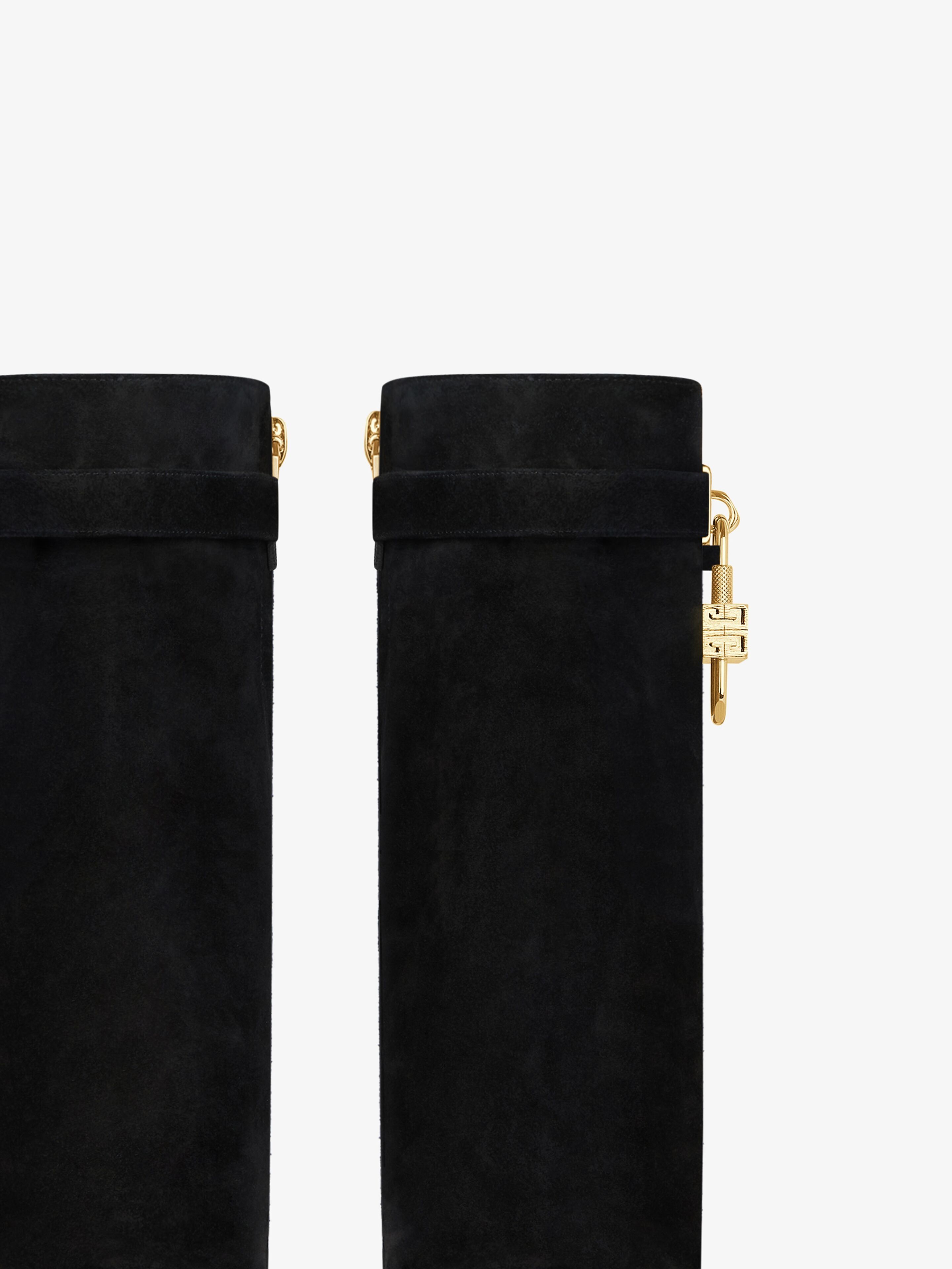 Givenchy o1srvl11e0525 Shark Lock Ankle Boots Biker Low Wedge Black Size US 6 / IT 36 - 6 Thumbnail