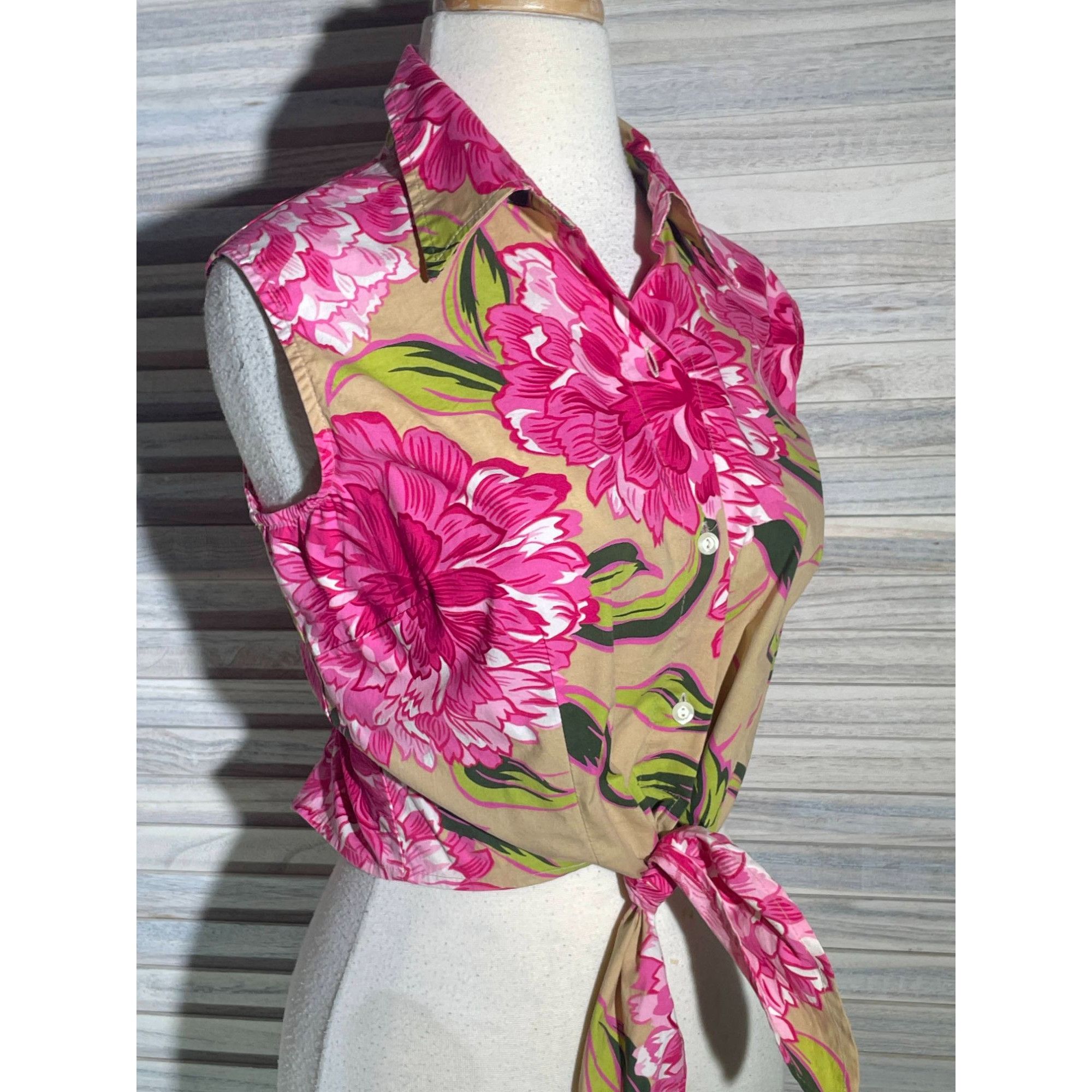 Other NY&Co Lg Tropical Tie Front Top Size L / US 10 / IT 46 - 1 Thumbnail