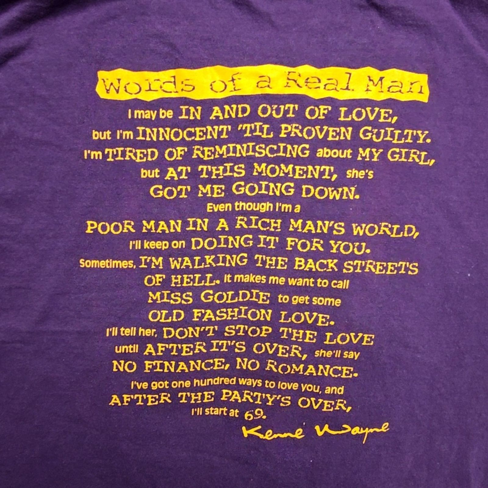 Hanes Vintage Kenne Wayne Shirt Old Fashion Love Purple XL Tee 90s Size US XL / EU 56 / 4 - 7 Thumbnail